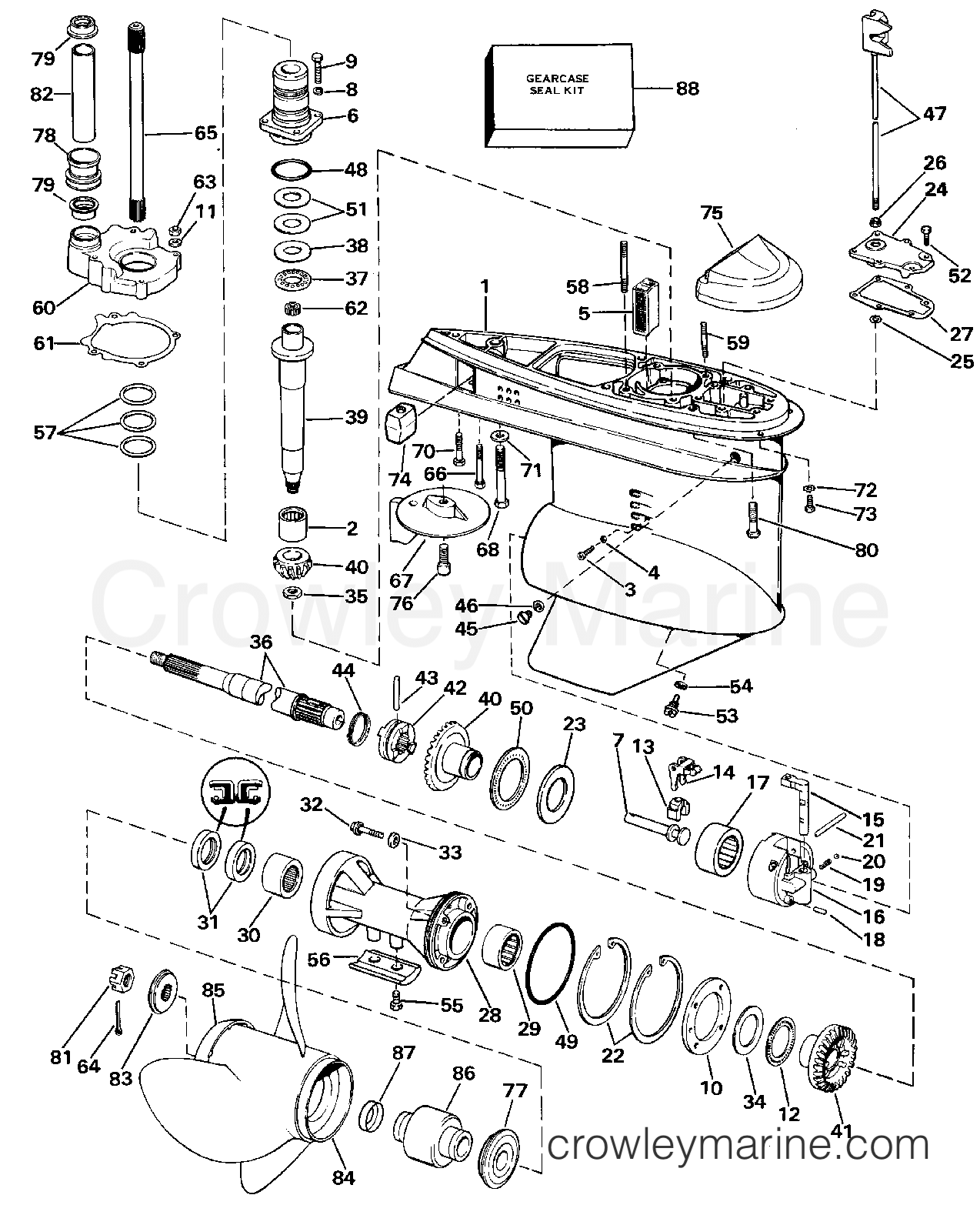 1987 Stern Drive 3 - 302APSRC - LOWER GEARCASE