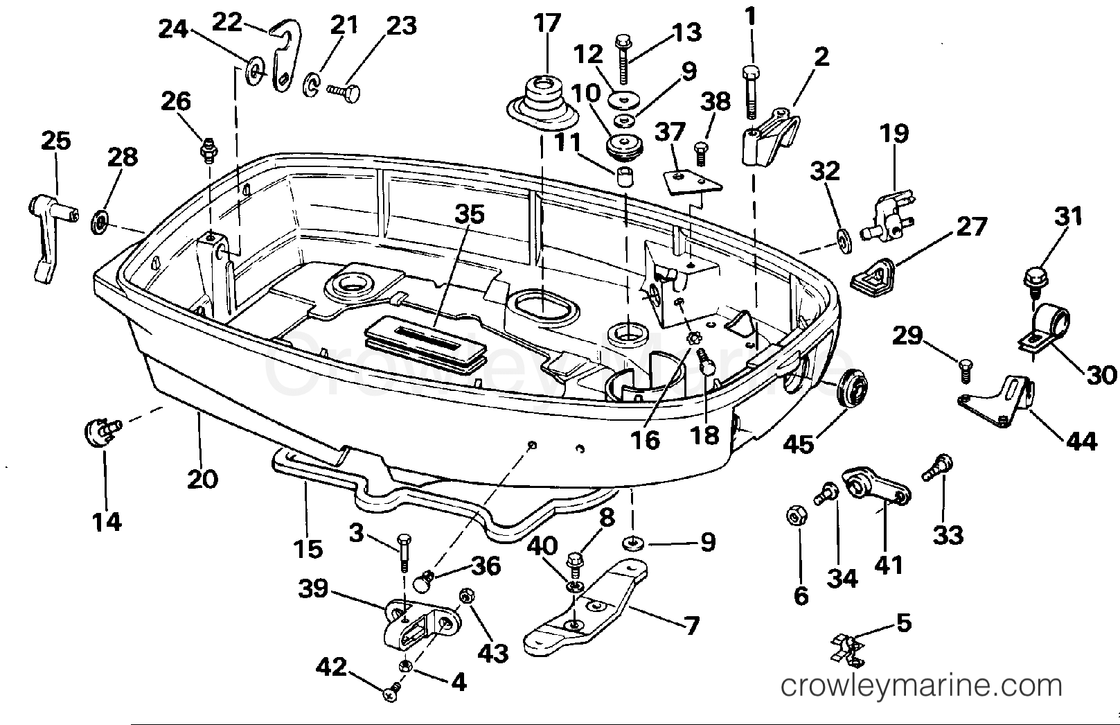 1988 Outboard 25 - J25ECCM - LOWER ENGINE COVER