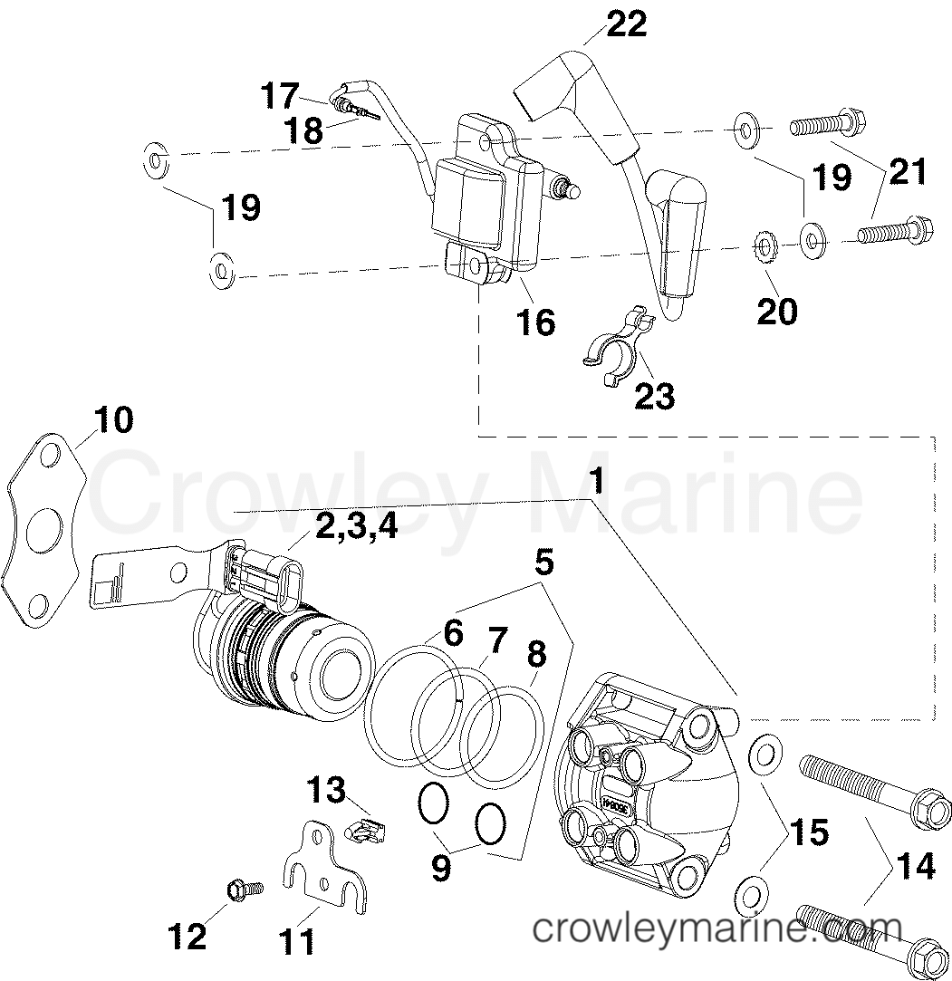 FUEL INJECTOR & IGNITION COIL 2005 Outboard 40 E40DELSOR Crowley Marine