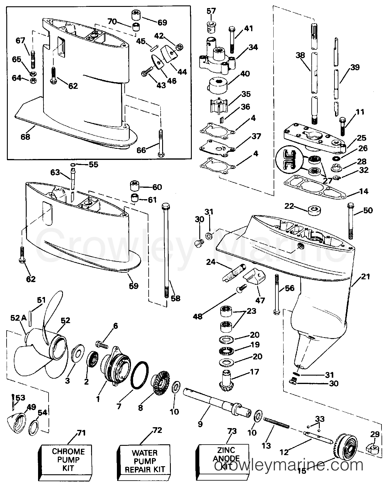 1996 Outboard 8 - J8SRLEDS - GEARCASE