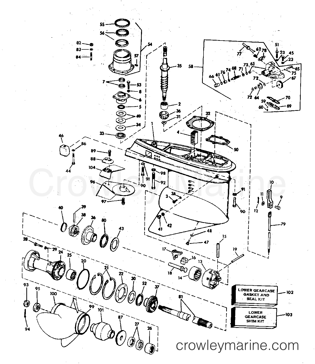 1982 OMC Stern Drive 5 - 504SPMCCNG LOWER GEARCASE GROUP section