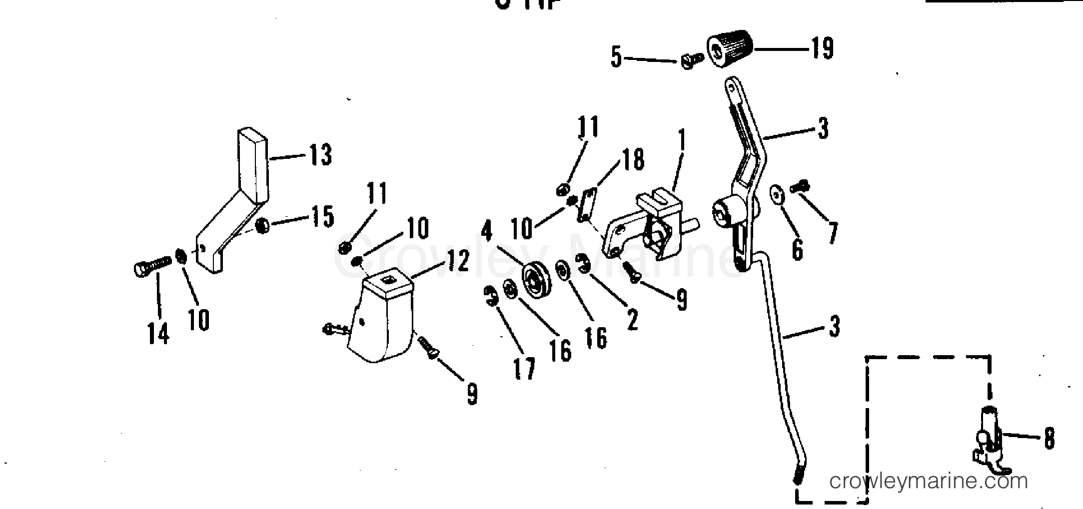 1972 Rigging Accessories - Remote Controls - TOP MOUNT CONTROL KIT 6HP