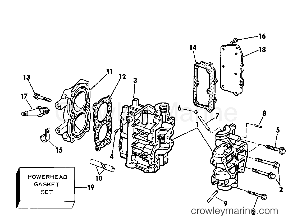 1979 Outboard 4 - 4W79D - CYLINDER AND CRANKCASE