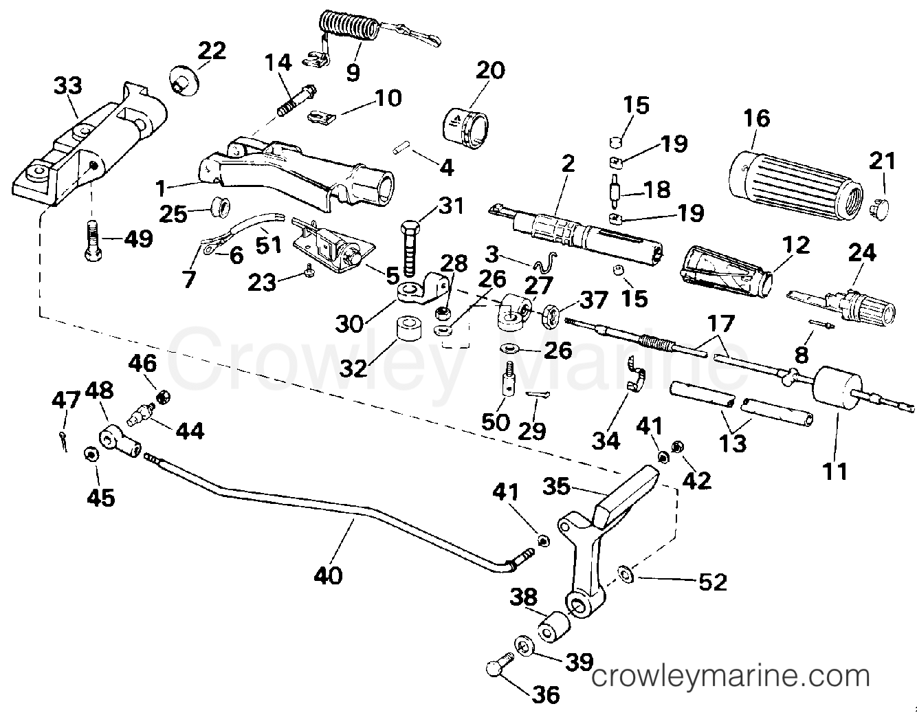 1992 Outboard 25 - J25TEEND - STEERING AND SHIFT HANDLE