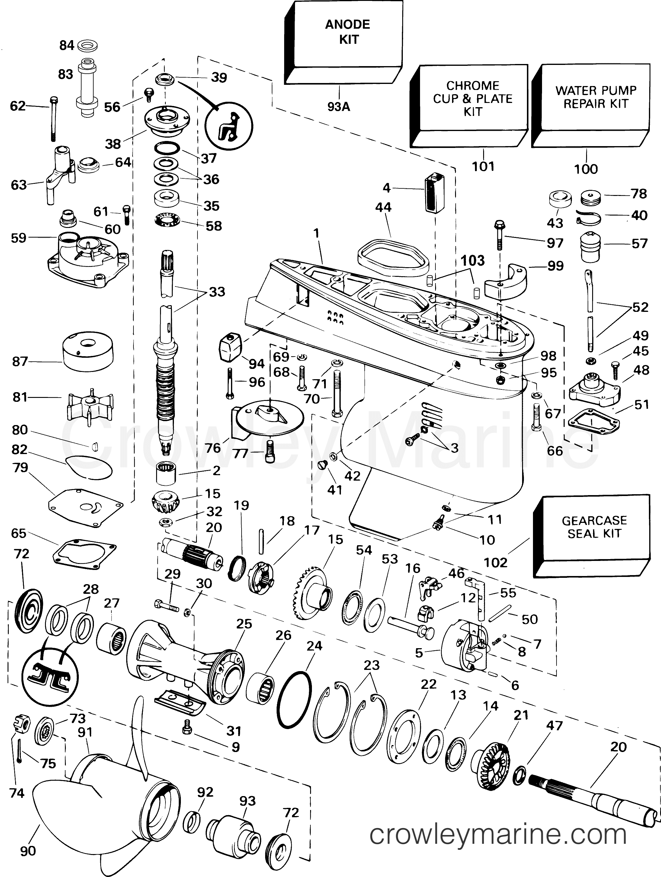 2004 Outboard 55 - J55WRYSRM - GEARCASE