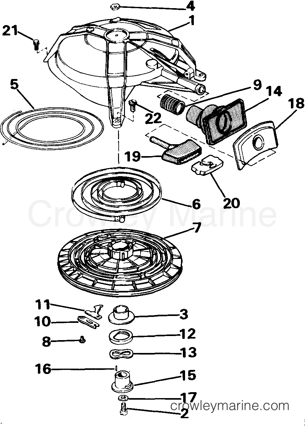 1985 Outboard 40 - J40RWCOM - REWIND STARTER
