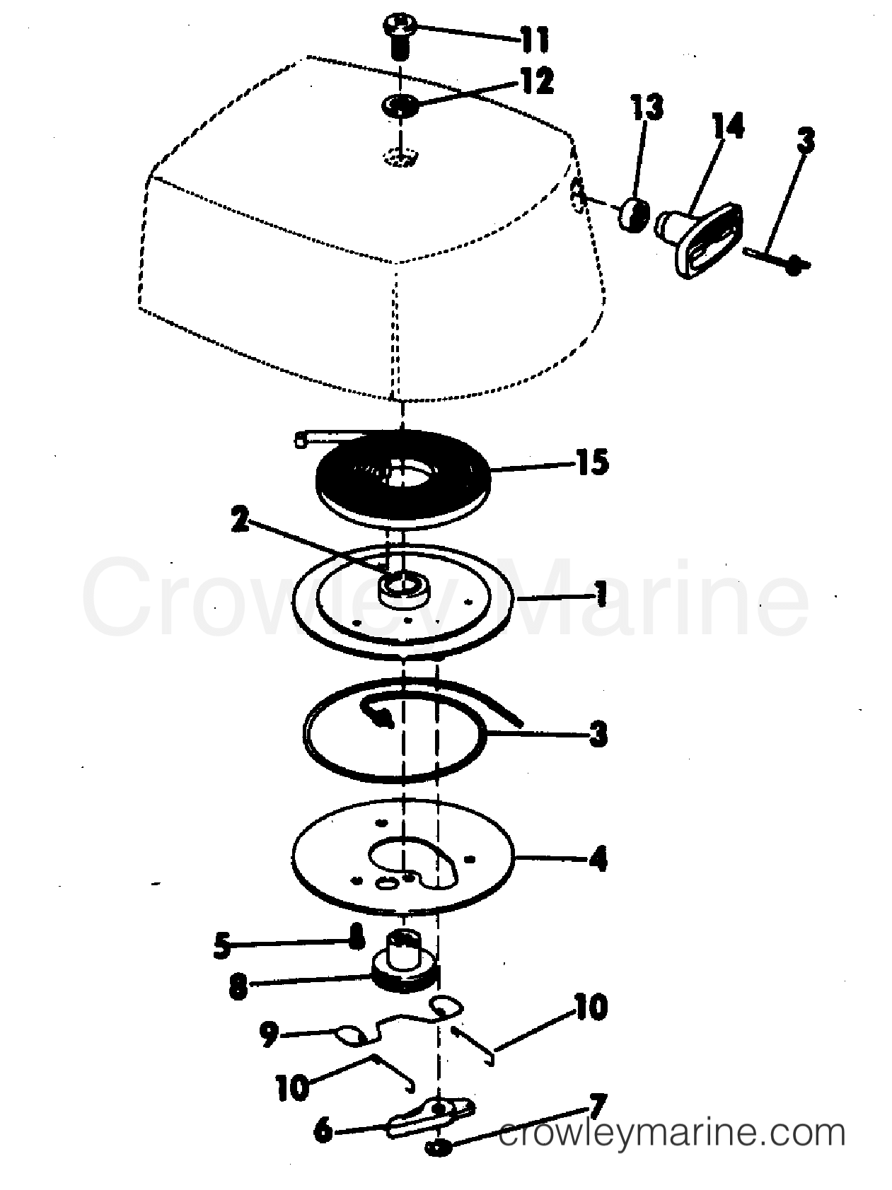 1971 Outboard 2 - 2102A - REWIND STARTER