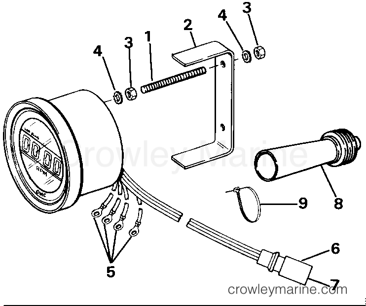 1987 Outboard 300 - J300CLCUR - QUARTACH TACHOMETER - FLUSH MOUNT - DIGITAL - PLUG IN