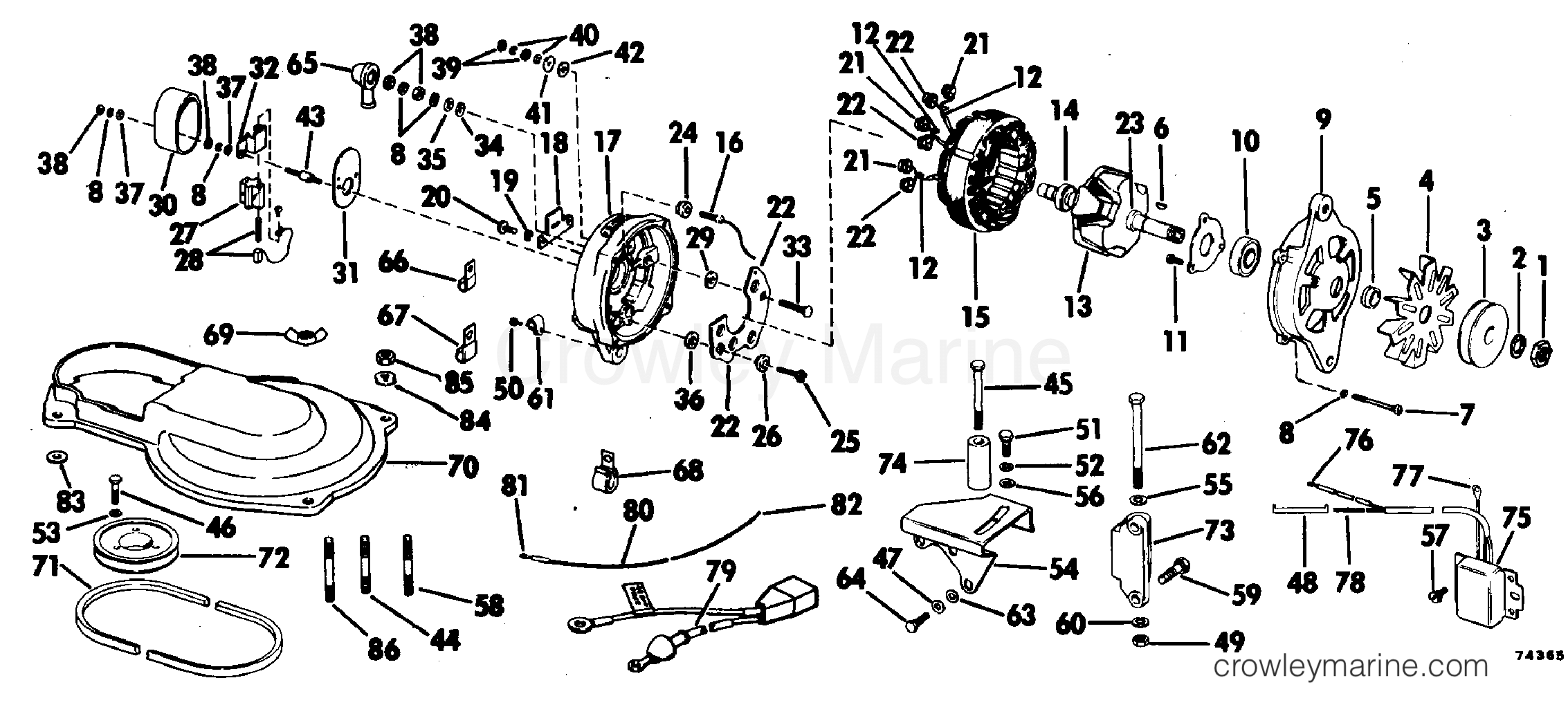 1978 Rigging OMC Stern Drive - All Models - ALTERNATOR KIT-SAIL DRIVE