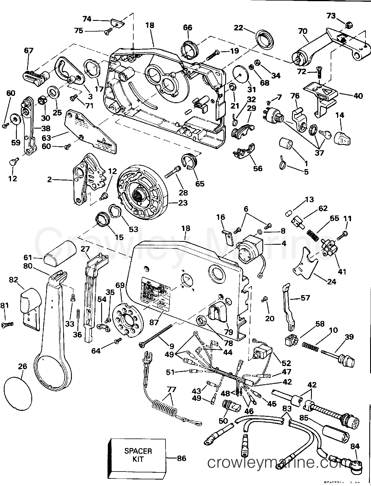 1992 Outboard 45 - J45RCENM - REMOTE CONTROL