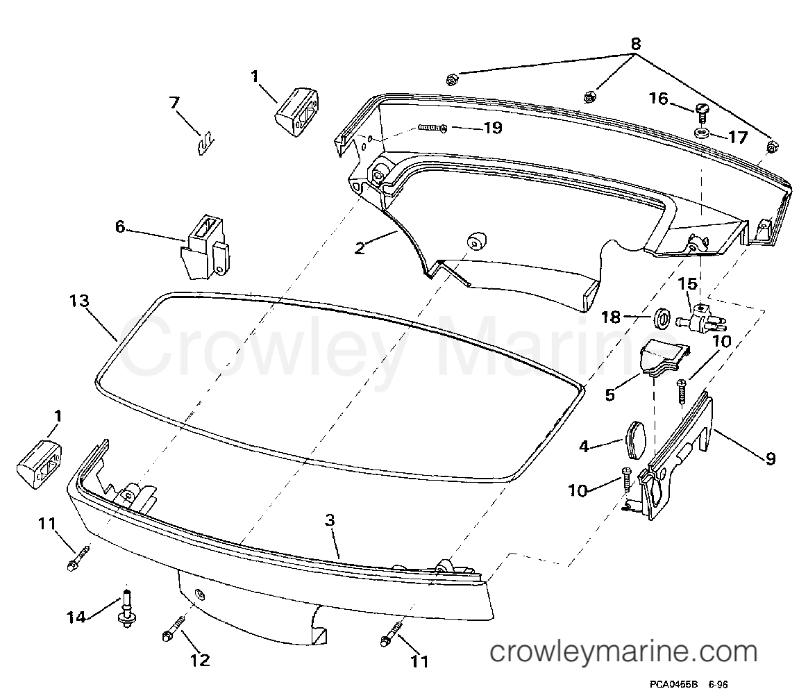 1998 Outboard 8 - J8SRLECA - LOWER ENGINE COVER