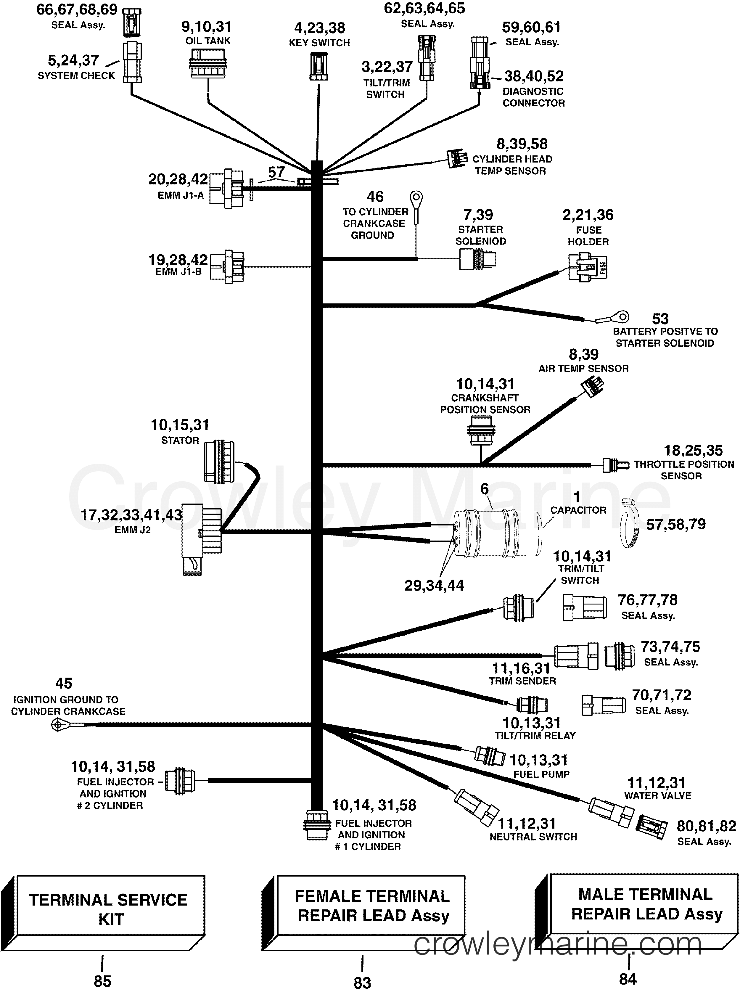 2007 Outboard 60 - E60DPLSUM - ENGINE ELECTRICAL HARNESS