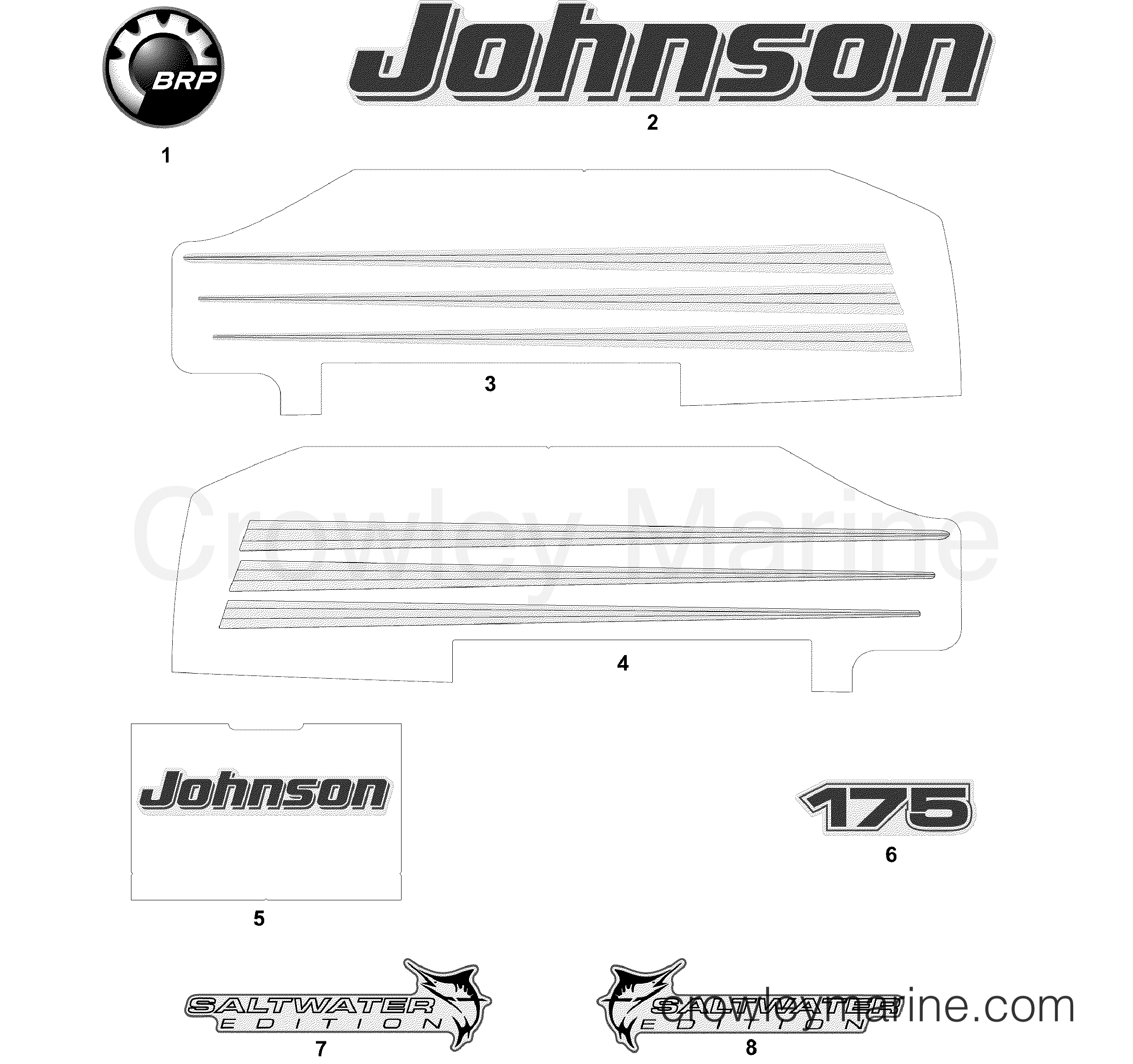 2006 Outboard 175 - J175PLSDD - DECALS WHITE MODELS