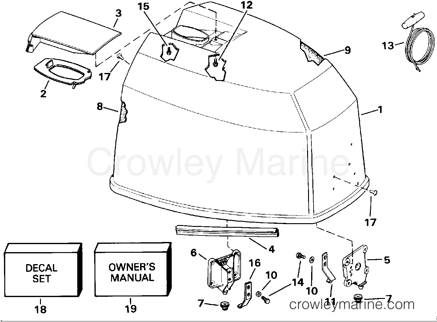 1991 Outboard 85 - J85TTLEIE - ENGINE COVER - JOHNSON