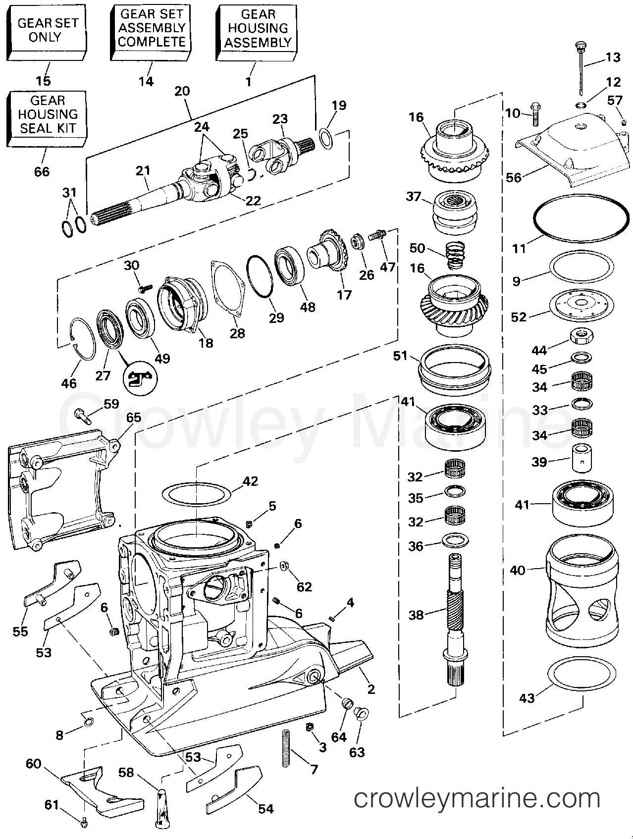 1994 OMC Stern Drive 5.8 - 58FBDPMDA - UPPER GEAR HOUSING