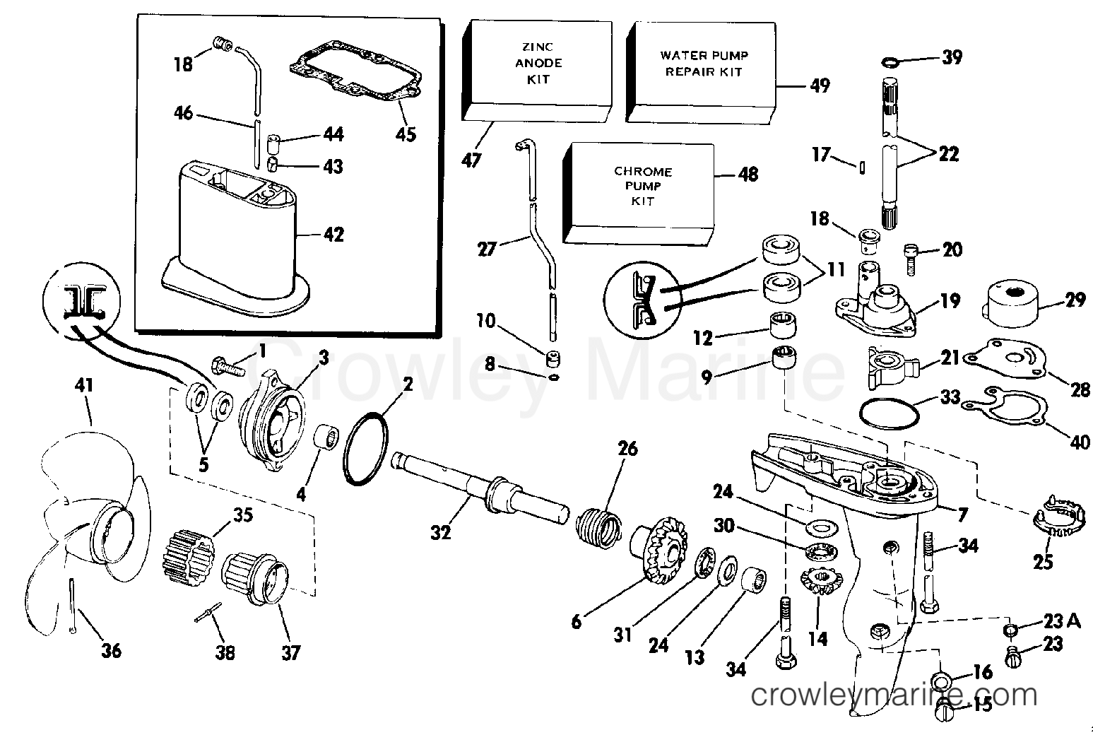 1990 Outboard 3 - J3BRESR - GEARCASE