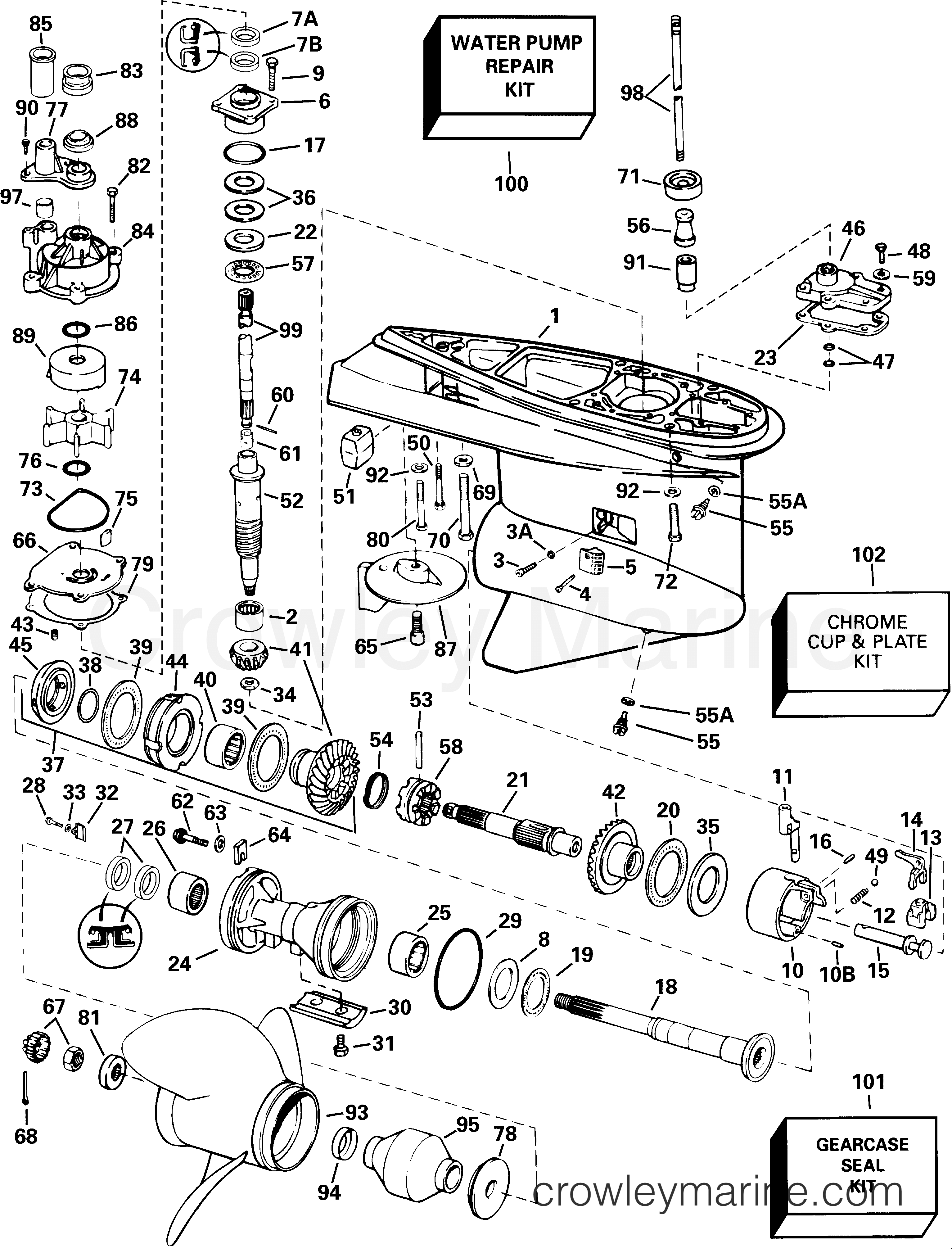 2000 Outboard 225 - E225FCXSSC - GEARCASE - COUNTER ROTATION