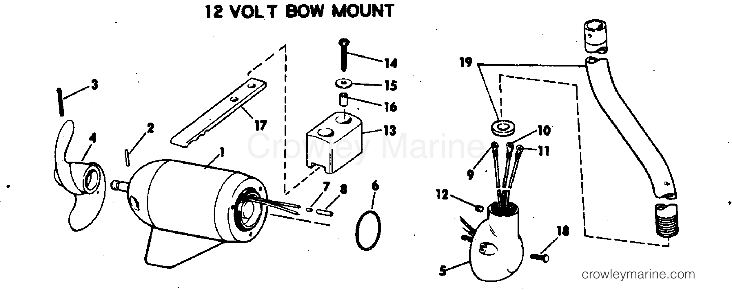 1978 Electric Motors 12 Volt - EB52R - MOTOR AND ADAPTER GROUP 12 VOLT BOW MOUNT