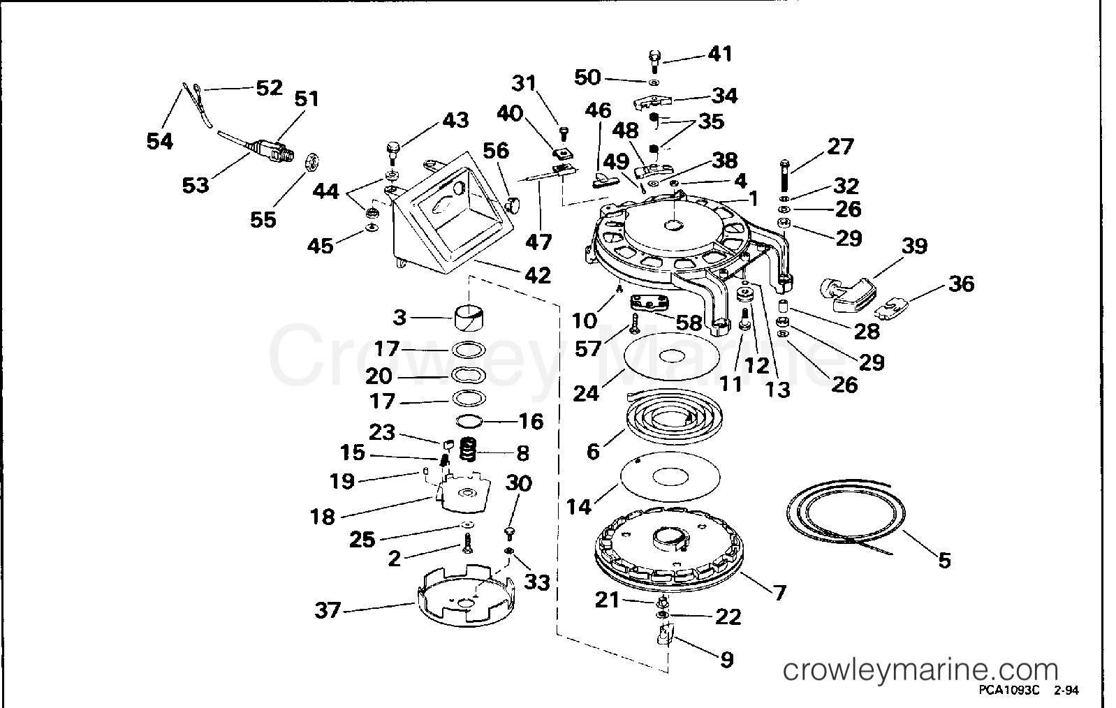 1994 Evinrude Outboards 45 - E45RCERE - REWIND STARTER section
