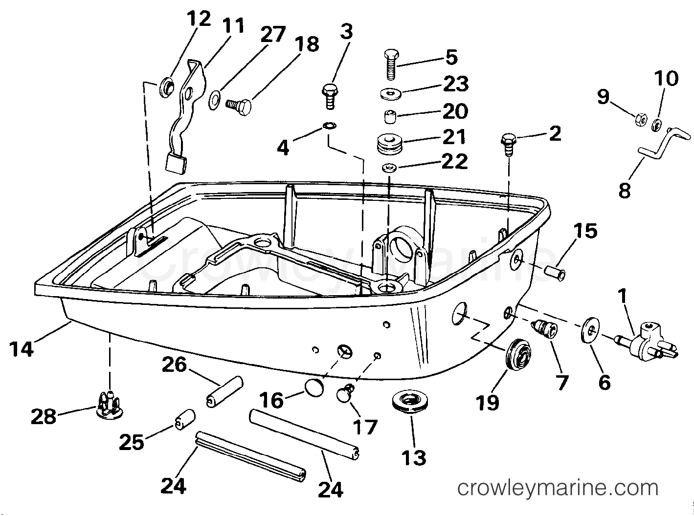 1990 Outboard 8 - TE8RLESCF - LOWER ENGINE COVER