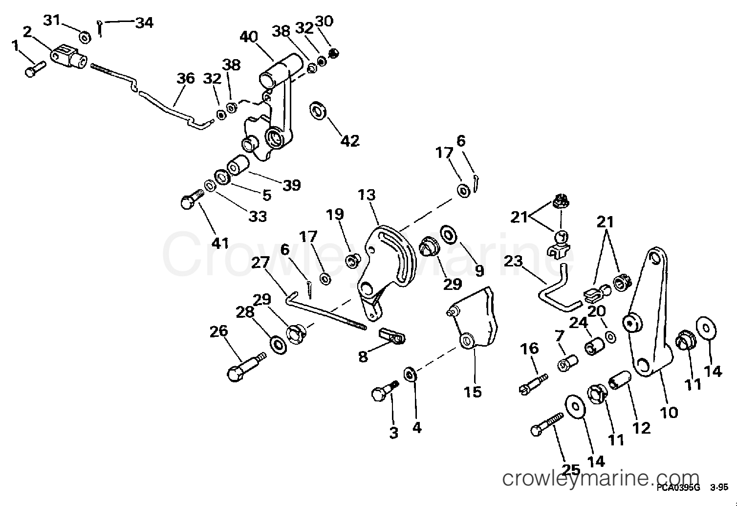 1997 Outboard 50 - E50TTLEUR - SHIFT & THROTTLE LINKAGE