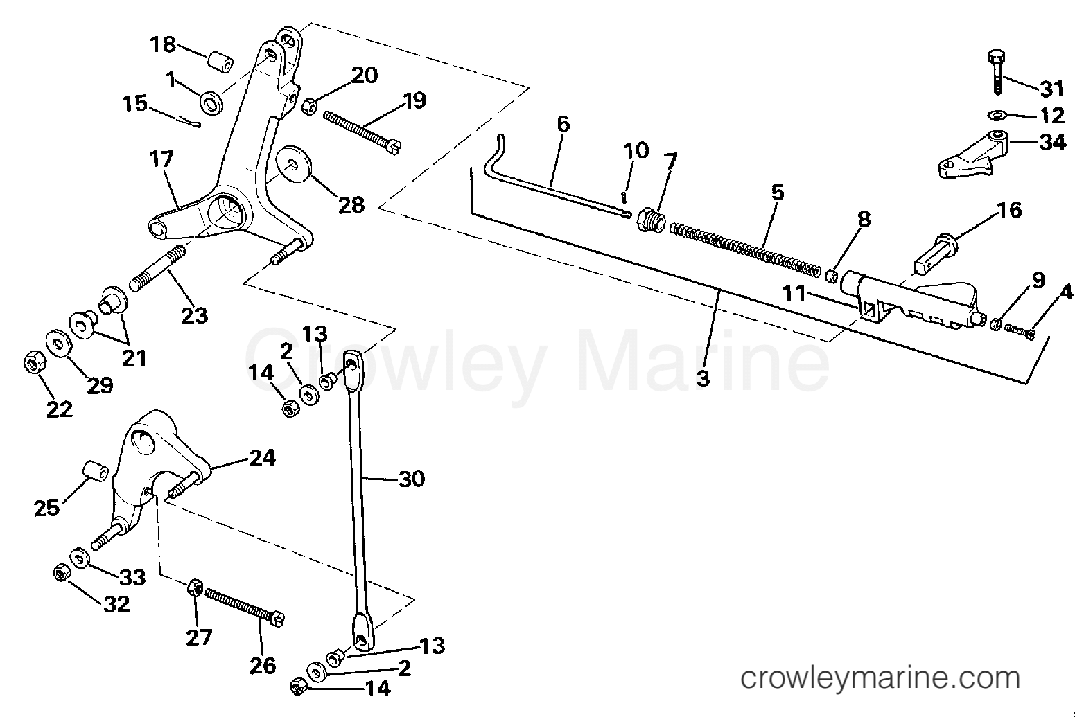 1990 Outboard 300 - J300PLESB - THROTTLE LINKAGE