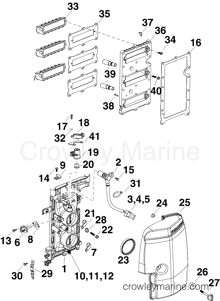 2004 Outboard 90 - E90DPXSRC - THROTTLE BODY & INTAKE MANIFOLD