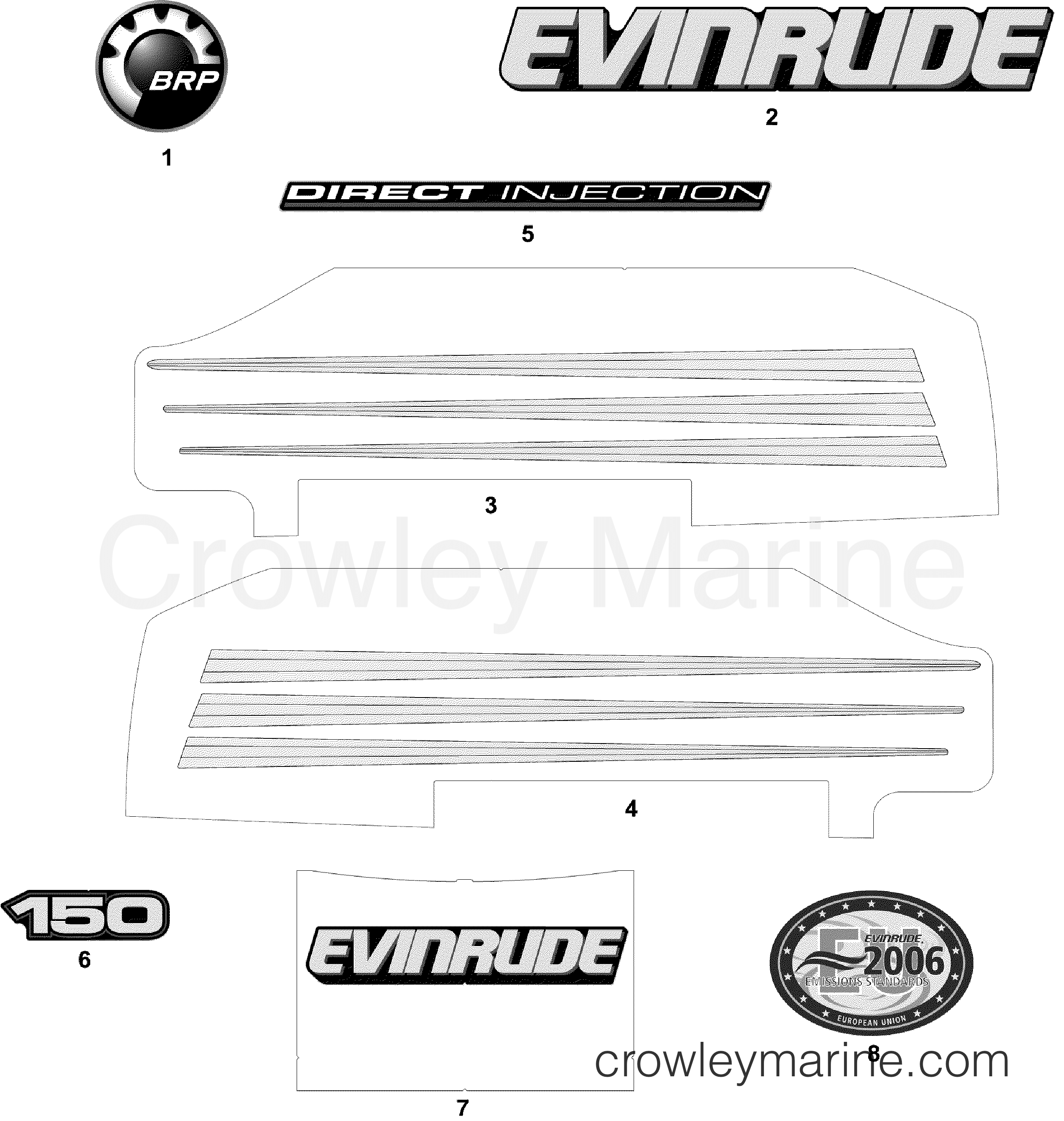 2006 Outboard 150 - E150FPLSDR - DECALS BLUE MODELS