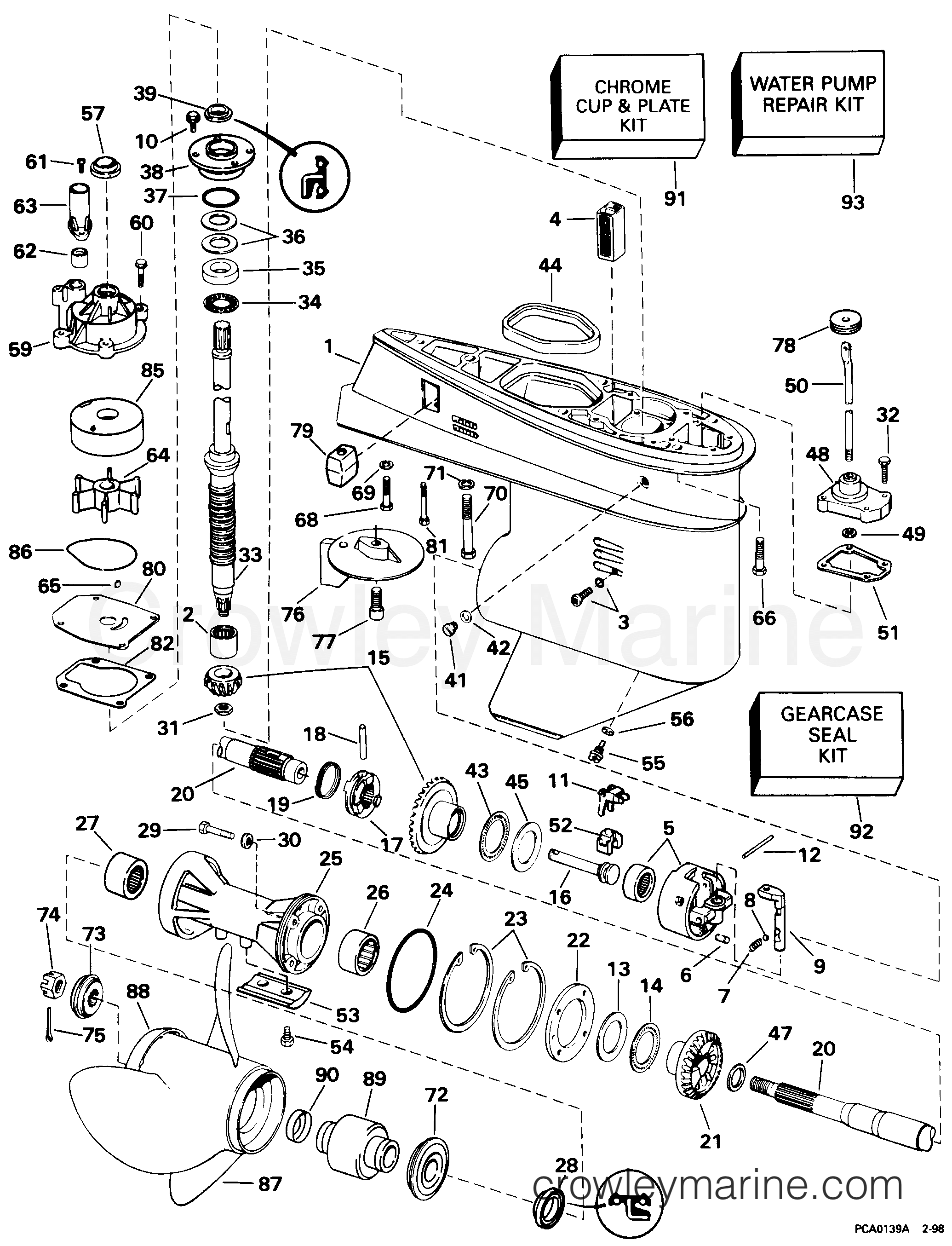 1998 Outboard 50 - J50DTLECA - GEARCASE