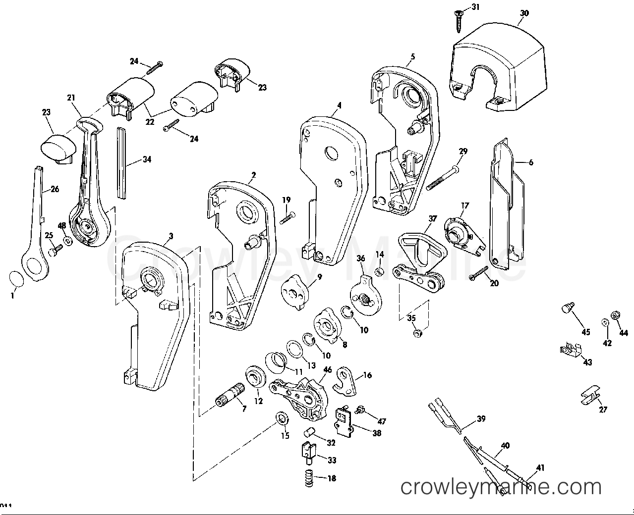 1988 Rigging Accessories - Remote Controls - REMOTE CONTROL ASSEMBLY - BINNACLE MOUNT, DUAL LEVER