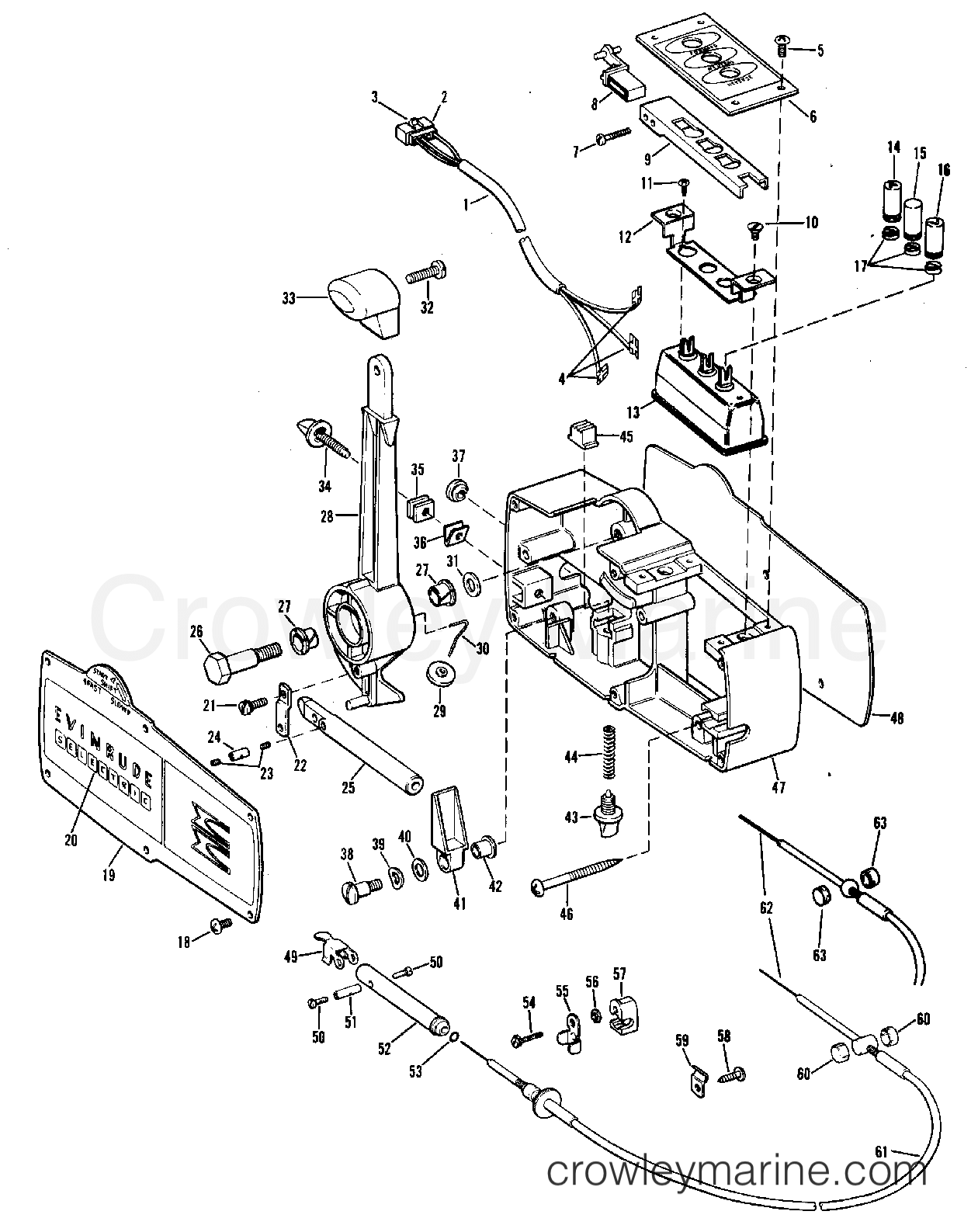 1969 Outboard 40 - 40973R - PUSH-BUTTON REMOTE CONTROL GROUP ELECTRIC SHIFT