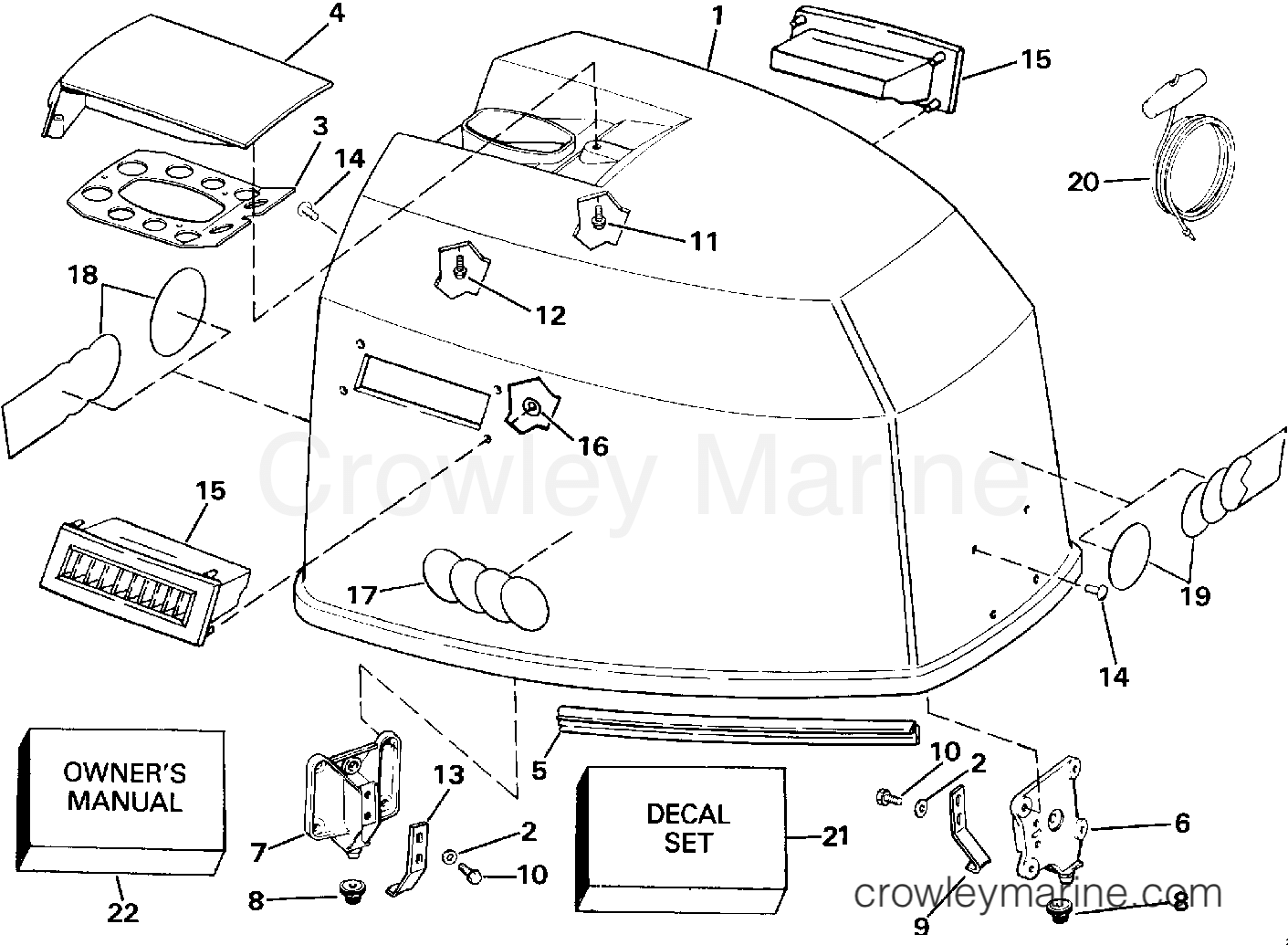 1991 Outboard 155 - J155WTLEIB - ENGINE COVER