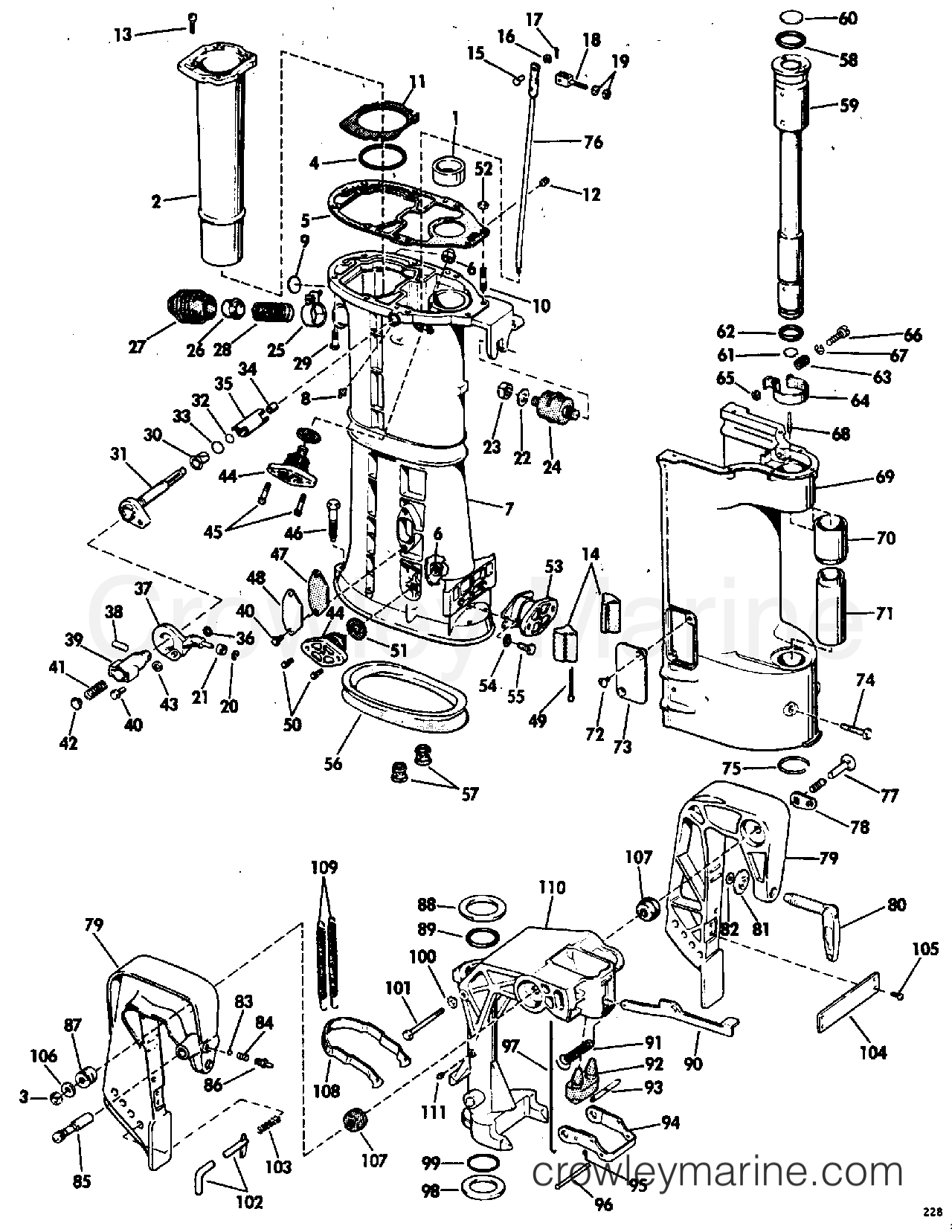 1968 Outboard 40 - RD-30D - LOWER UNIT GROUP MANUAL START