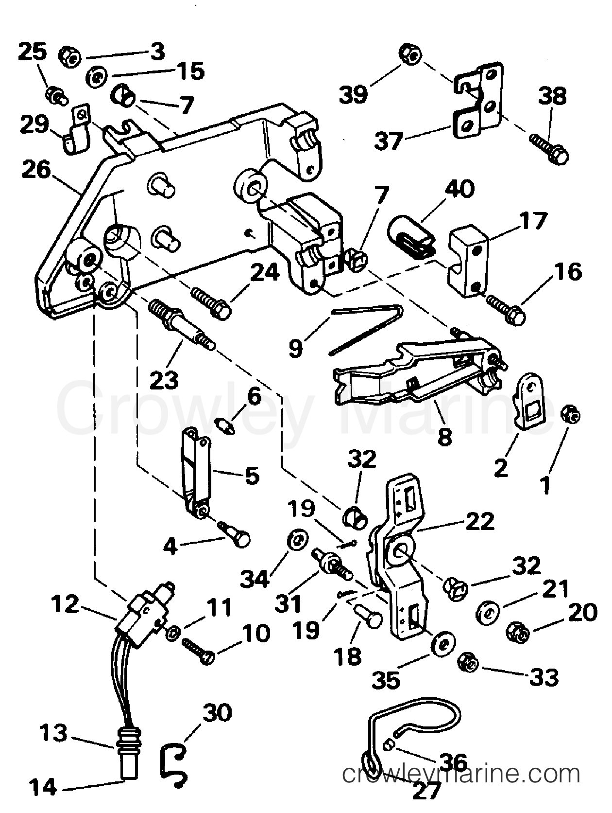 1995 Stern Drive 7.4 - 74FEPHUB - SHIFT LEVER & INTERRUPTER