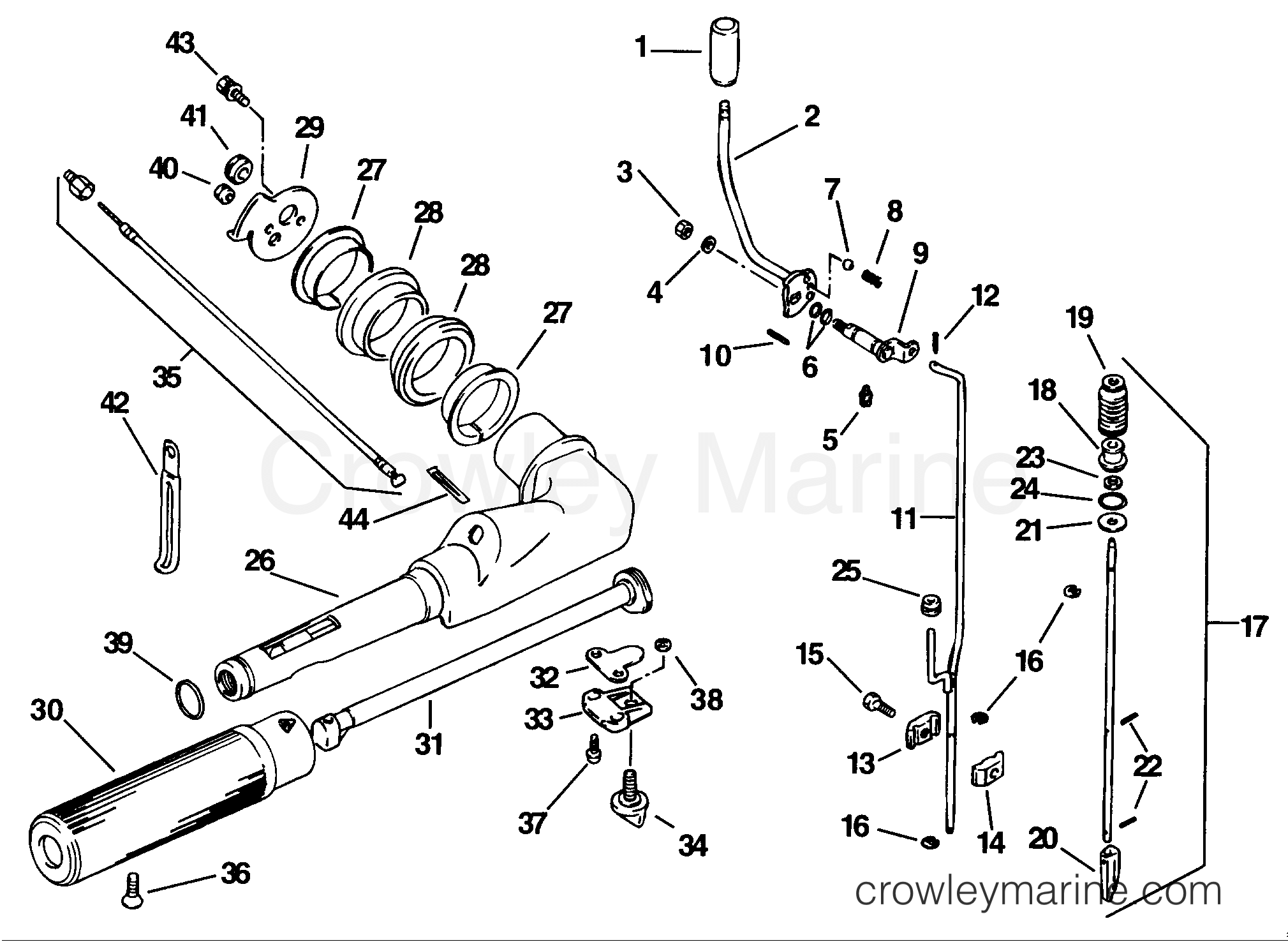 SHIFT & TILLER HANDLE 1998 Johnson Outboards 5 J5RECS Crowley Marine