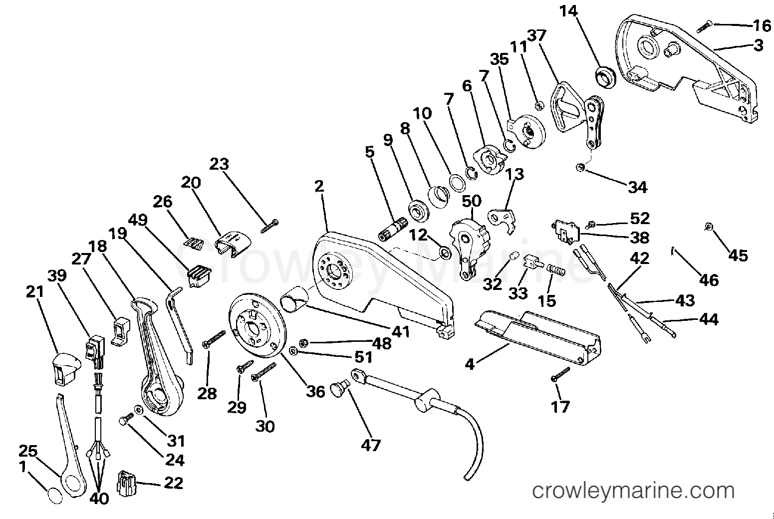 1992 Rigging OMC Stern Drive - All Models - REMOTE CONTROL ASSEMBLY - CONCEALED SIDE MOUNT P/N 174280