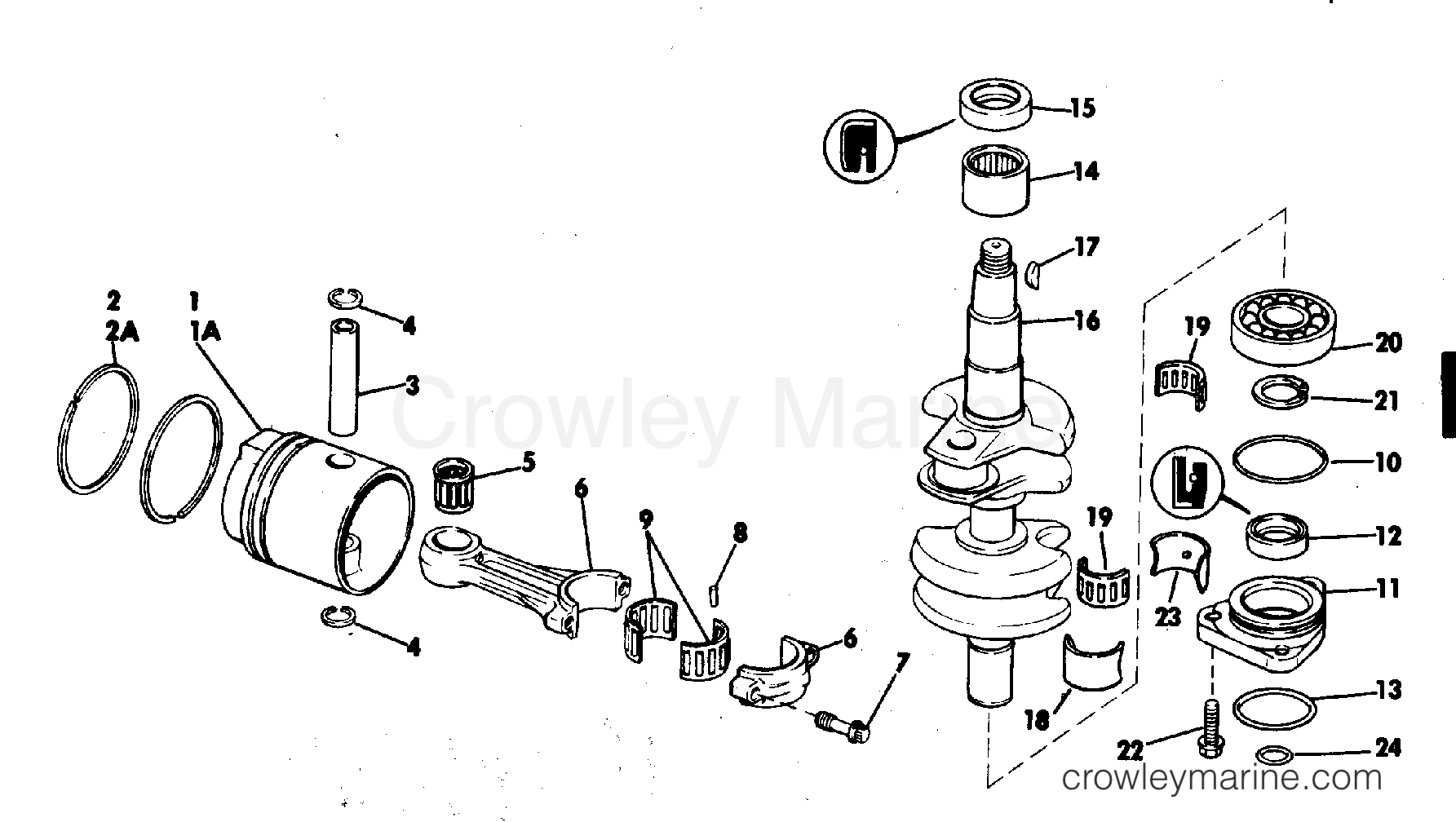 1983 Outboard 35 - J35ECTS - CRANKSHAFT & PISTON