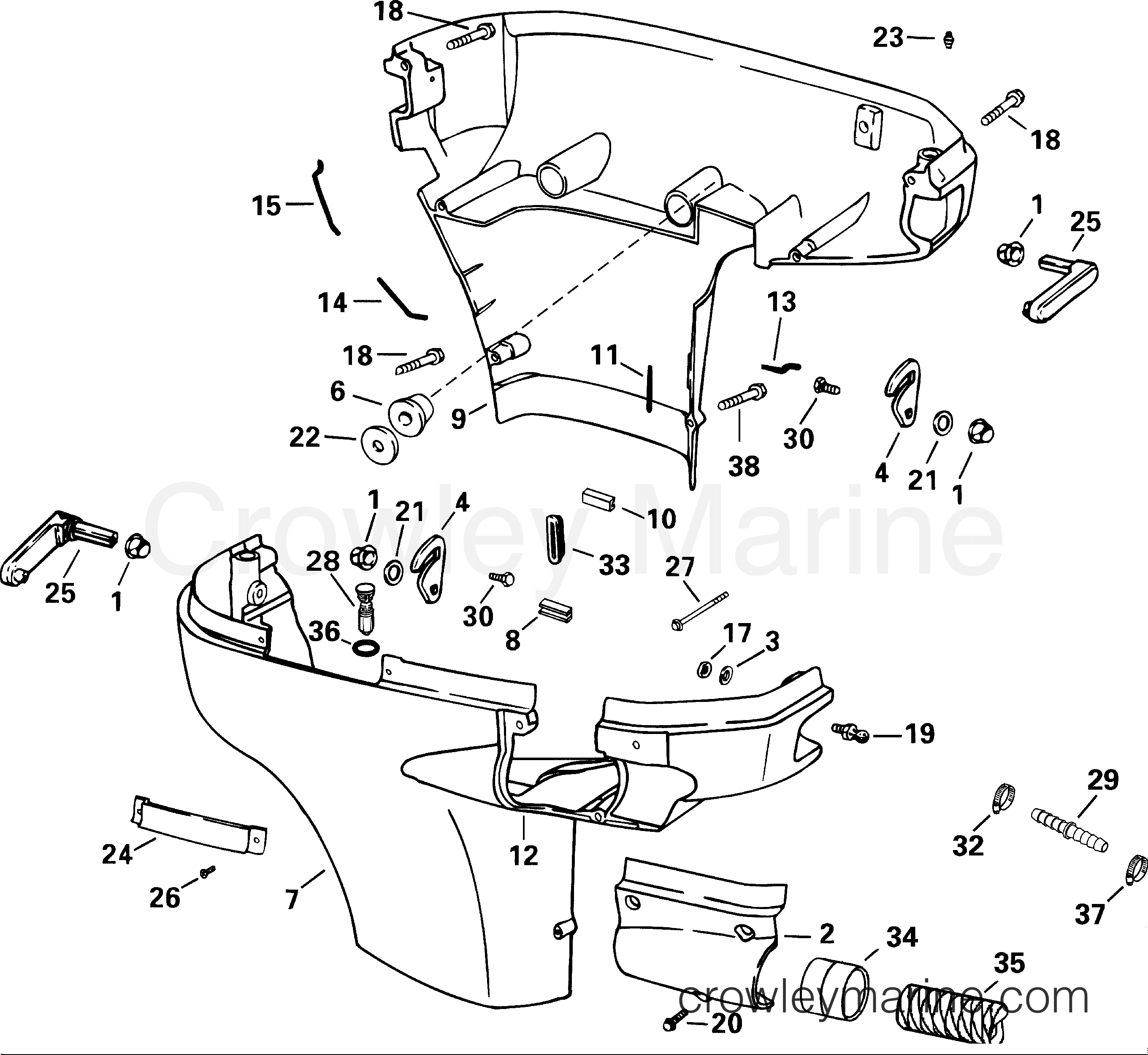 2001 Outboard 150 - J150WPLSIF - LOWER ENGINE COVER