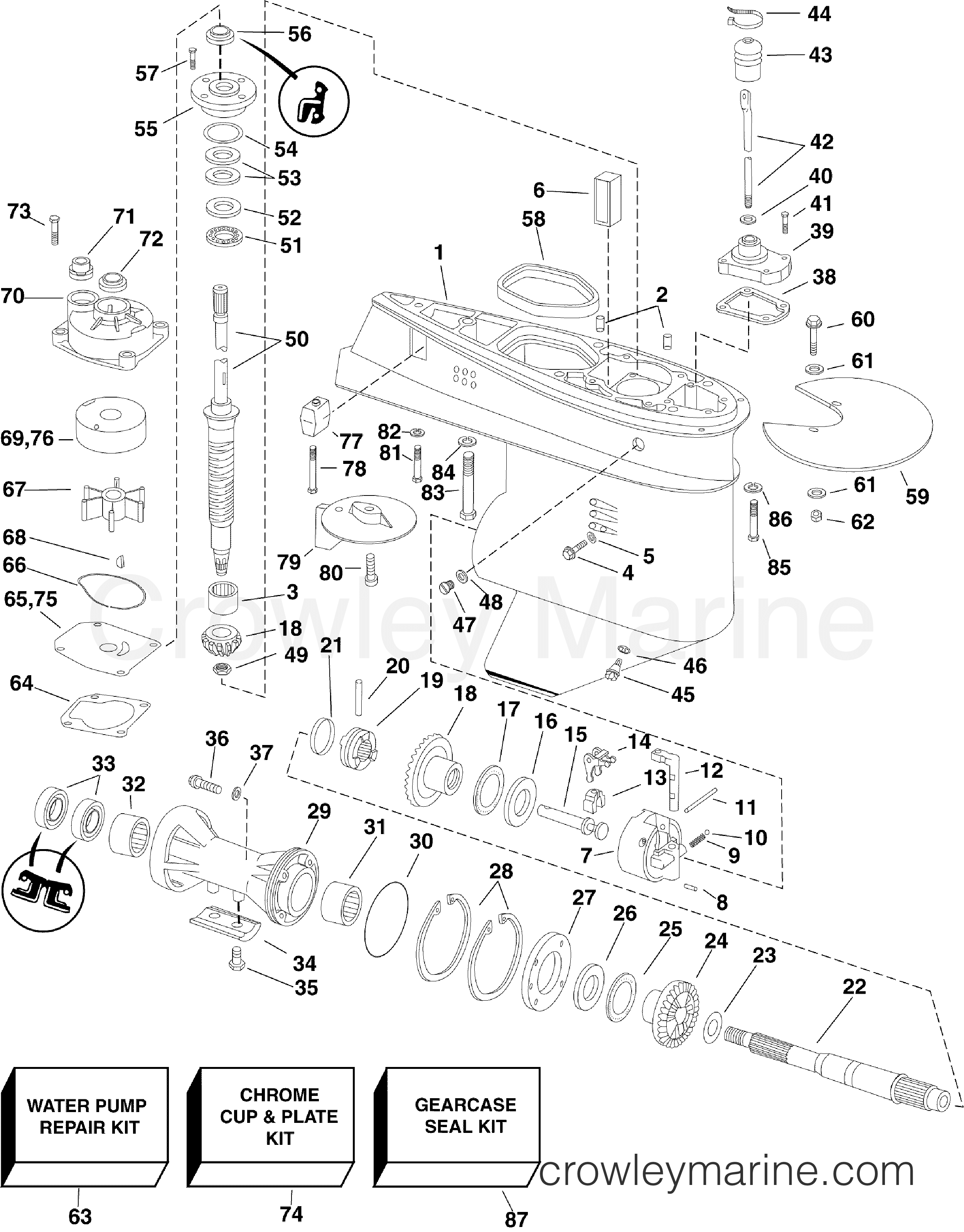 2008 Outboard 55 - E55MRLSCC - GEARCASE
