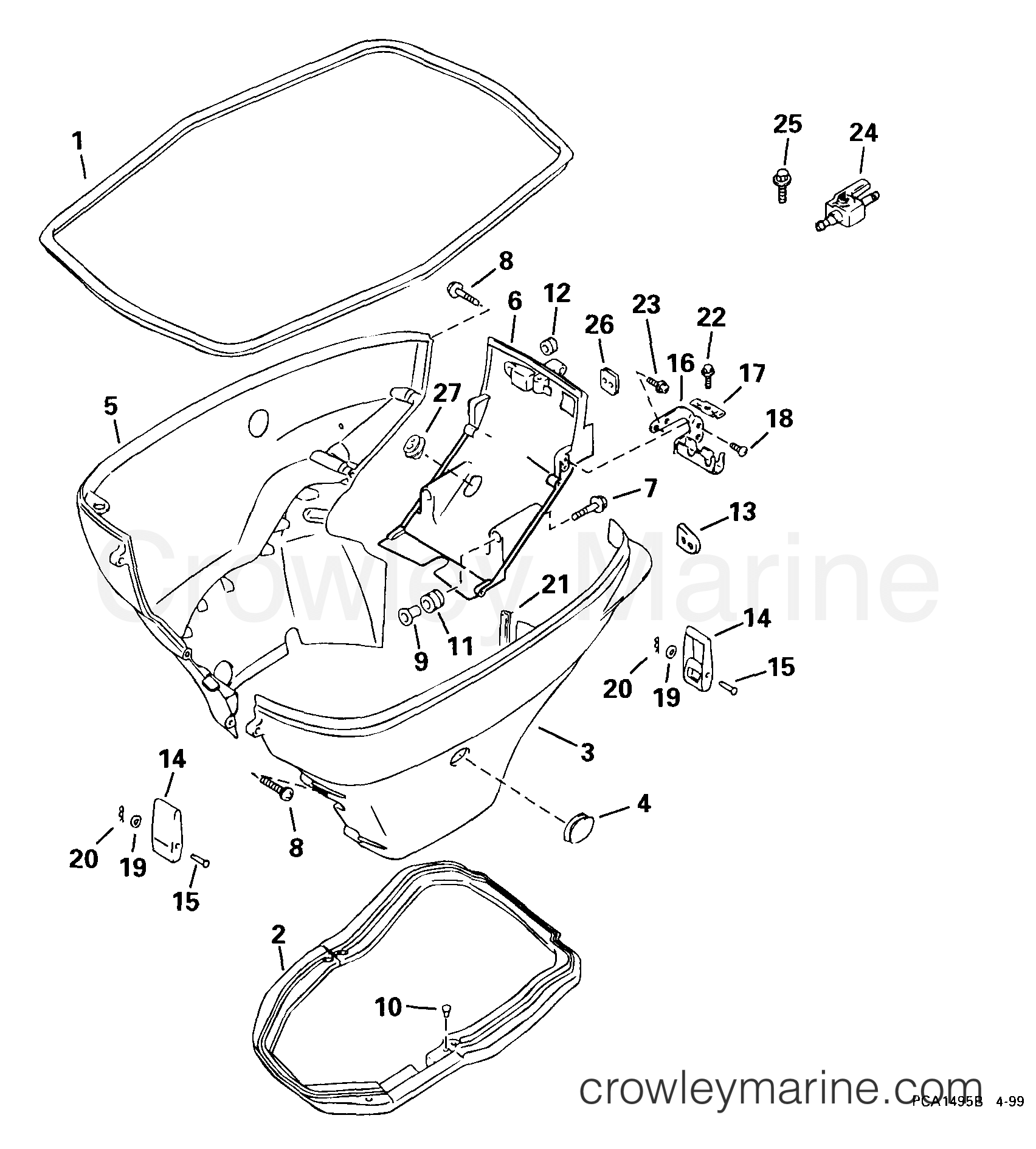 1999 Outboard 70 - E70PL4EEC - LOWER ENGINE COVER