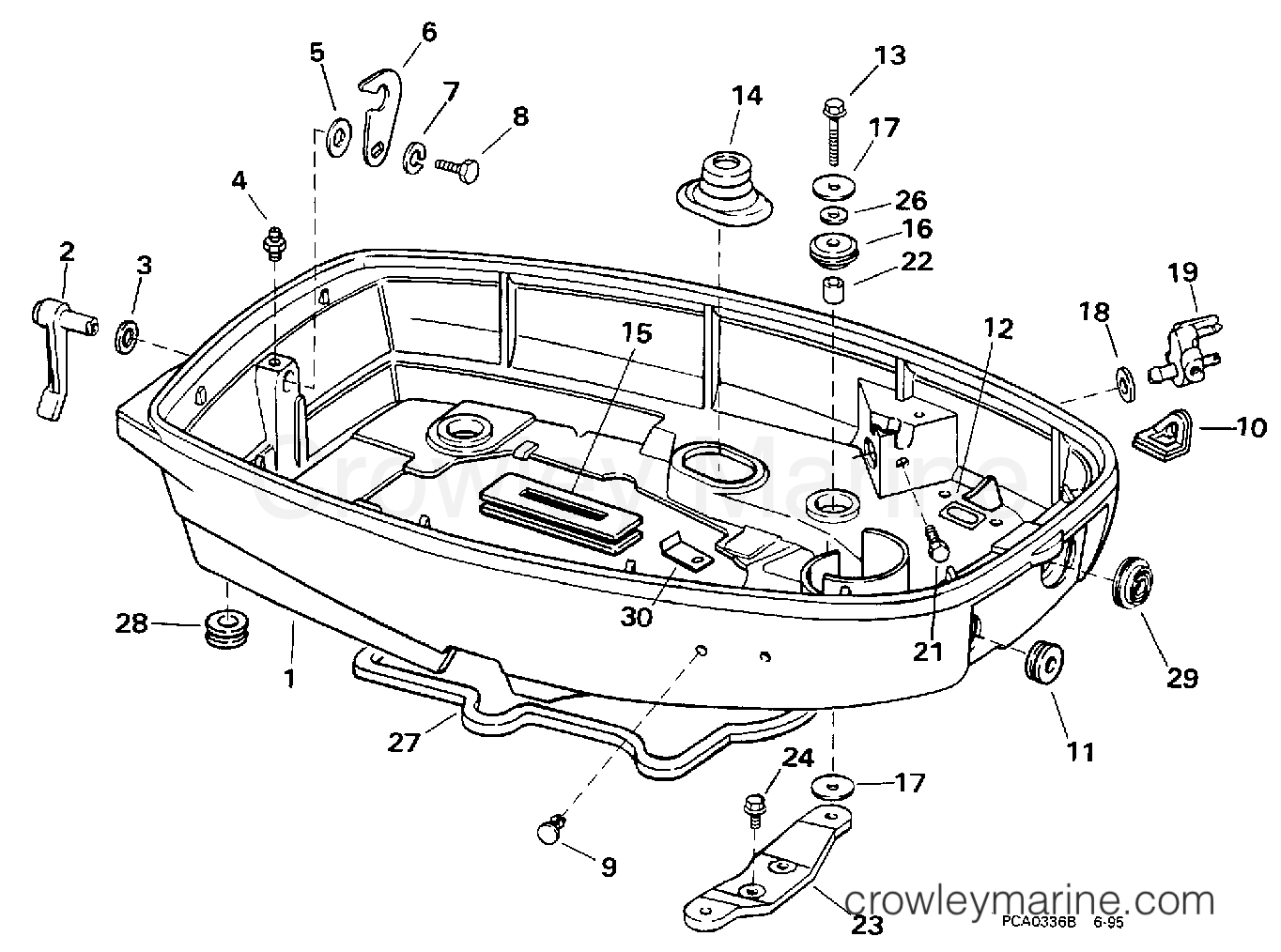 1998 Outboard 25 - J25TEECB - LOWER ENGINE COVER