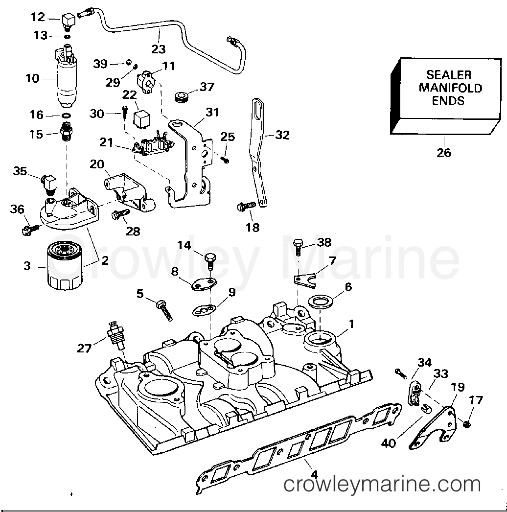 INTAKE MANIFOLD & FUEL PUMP 1994 Stern Drive 4.3 432ACMMDA Crowley