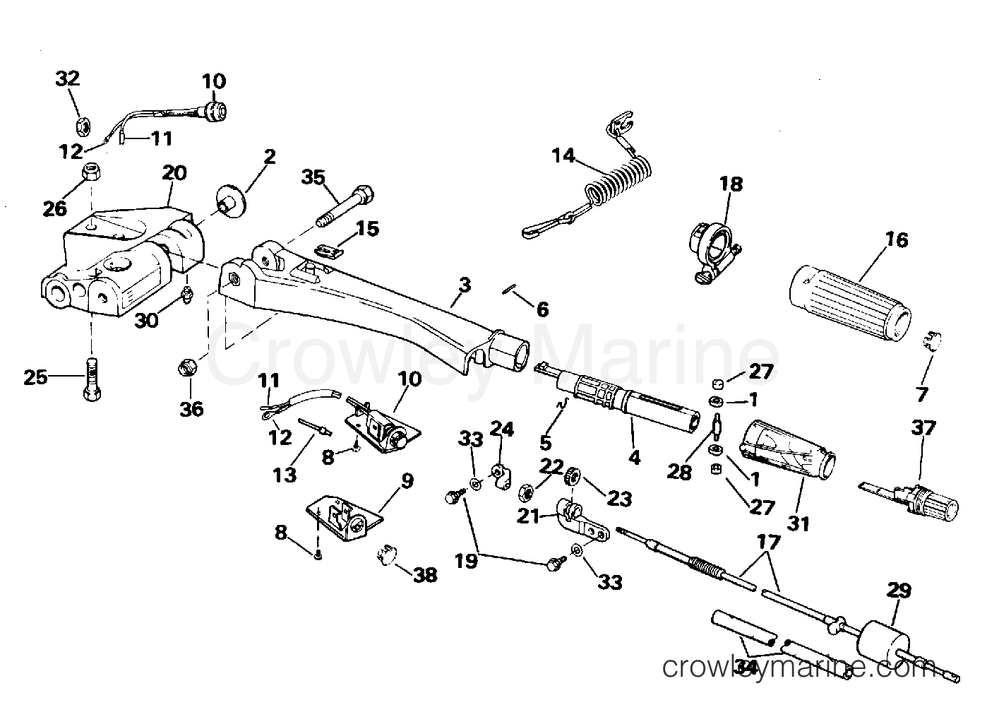 1995 Outboard 65 - J65RSLC - STEERING HANDLE
