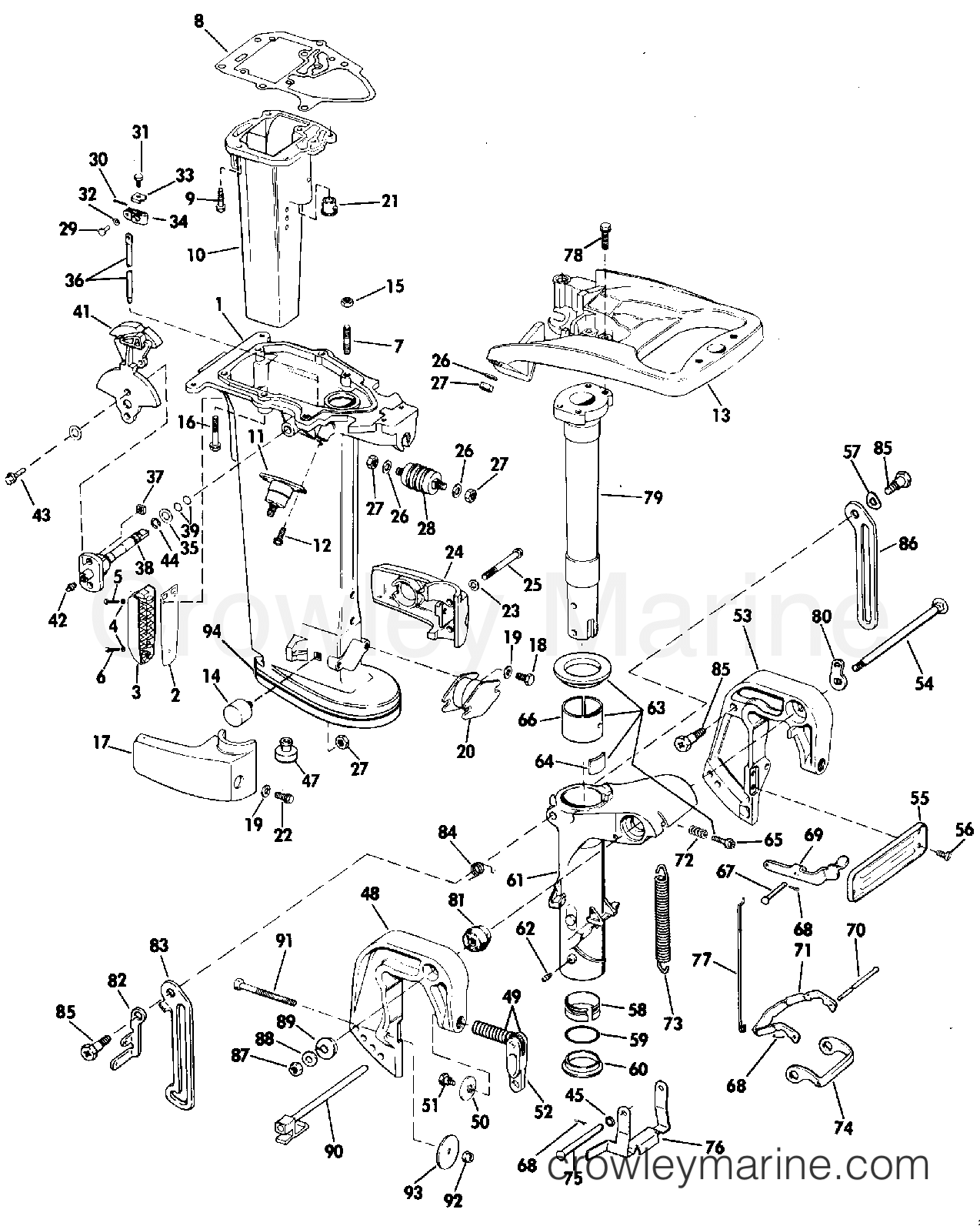 1990 Outboard 30 - J30TEESS - MIDSECTION - 20 & 25 MODELS ONLY