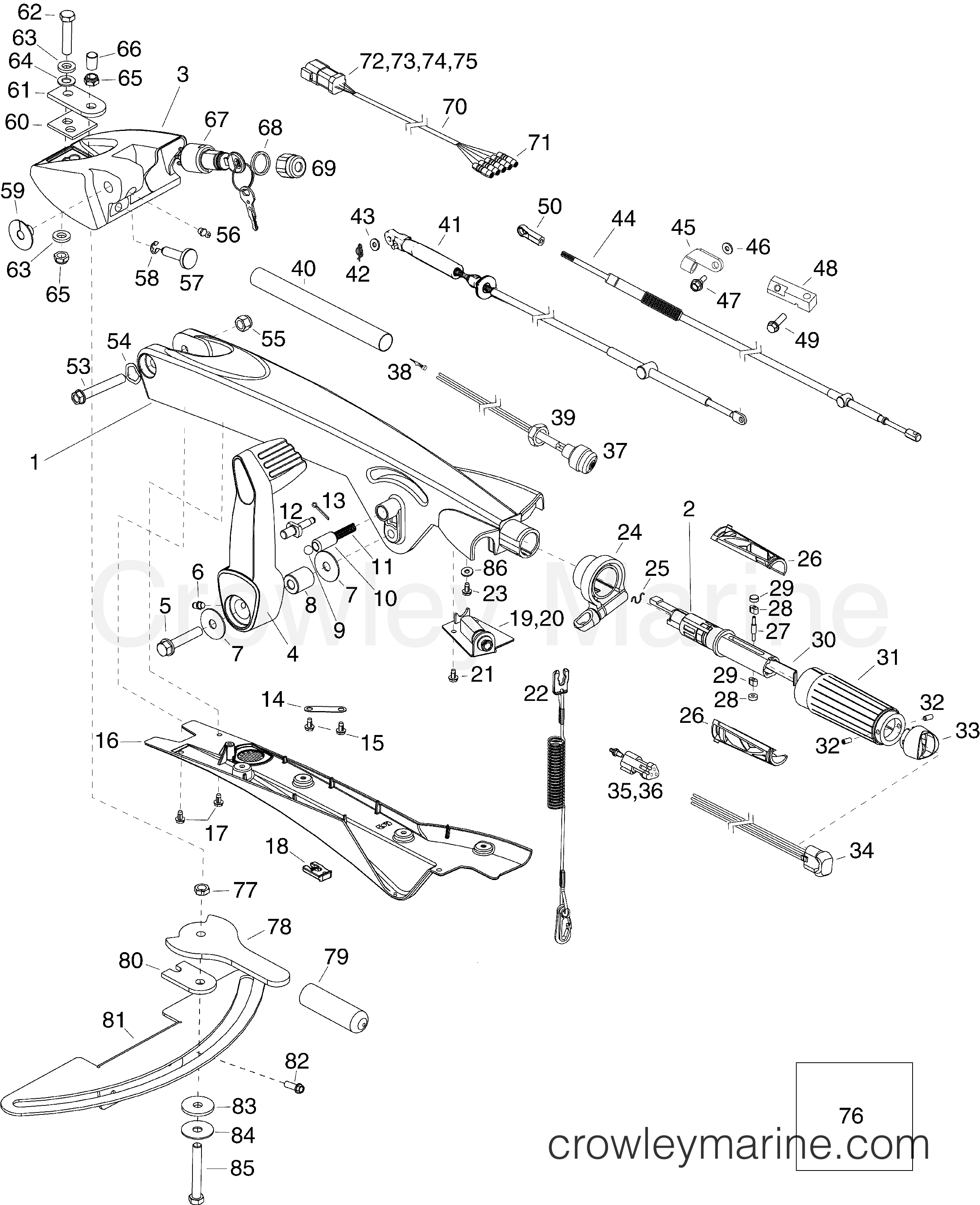 2005-2010 Rigging Accessories - Steering - TILLER KIT - 75,90 HP (E-TEC)