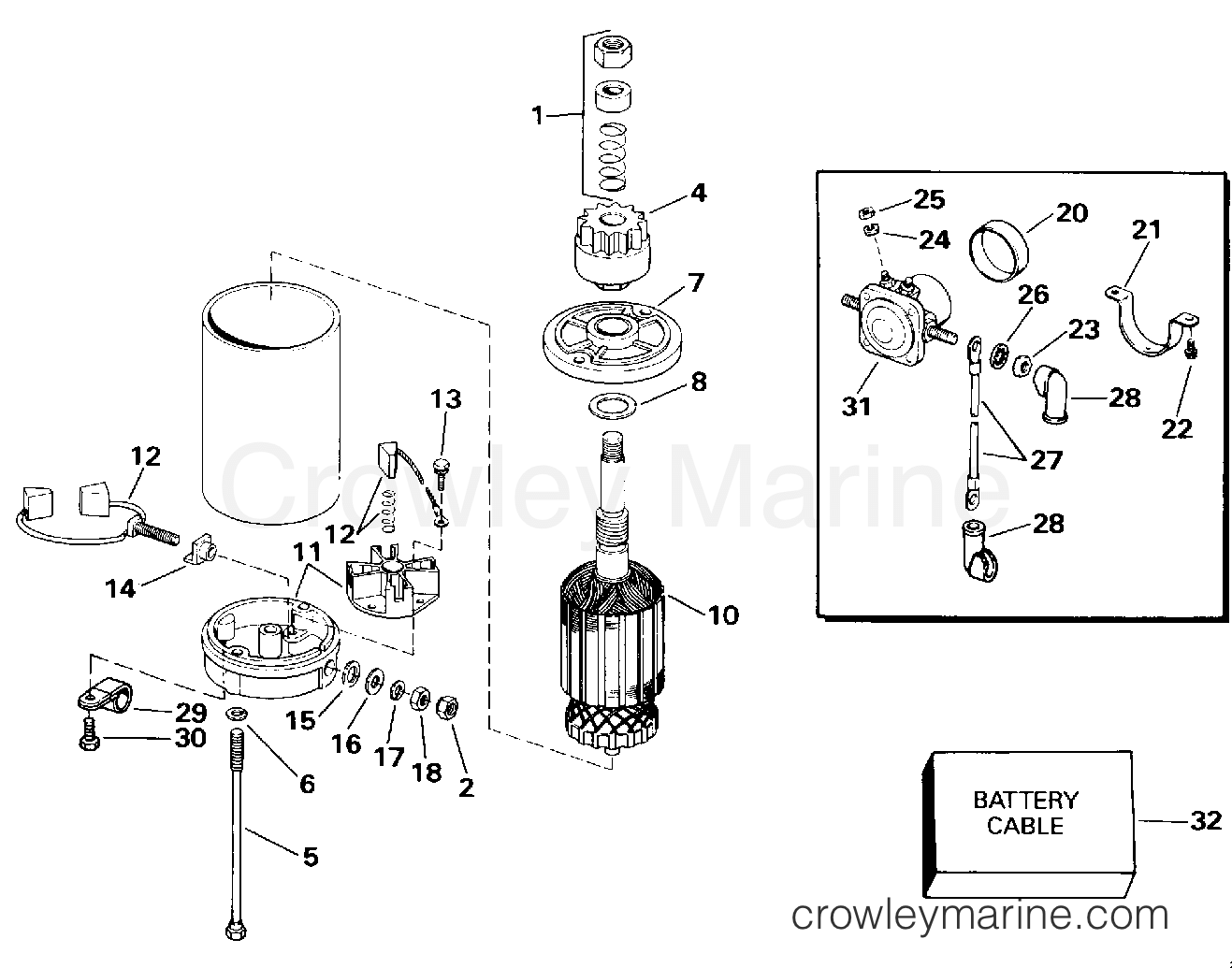 ELECTRIC STARTER & SOLENOID 1993 Outboard 30 VE30EETA Crowley Marine