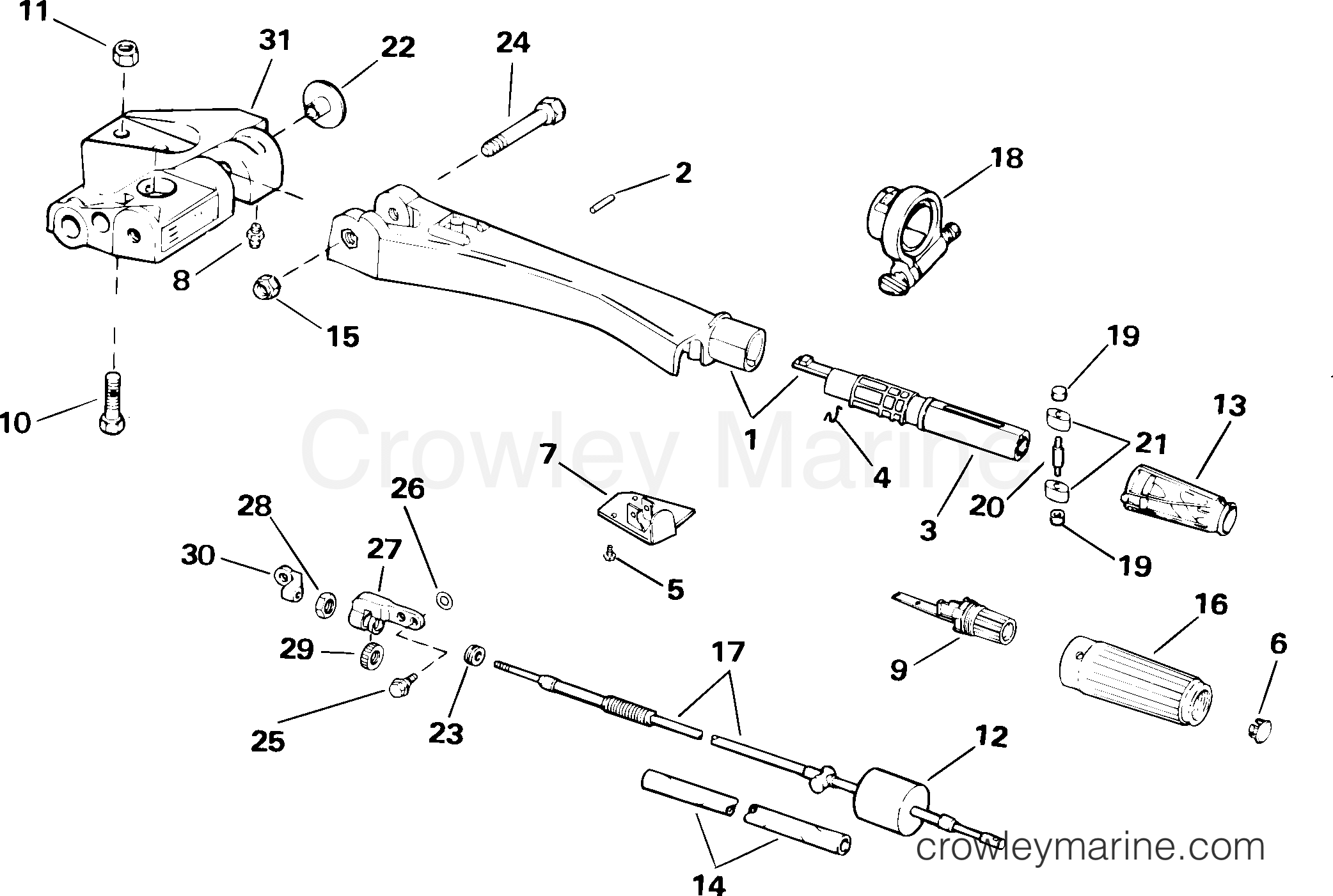 2004 Outboard 55 - J55WRYSRM - STEERING HANDLE