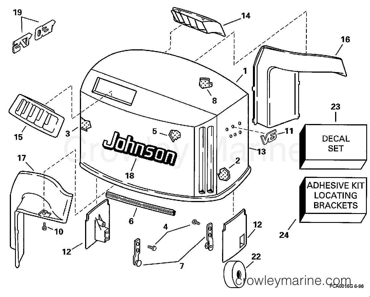 1997 Outboard 175 - J175SLEUC - ENGINE COVER - JOHNSON