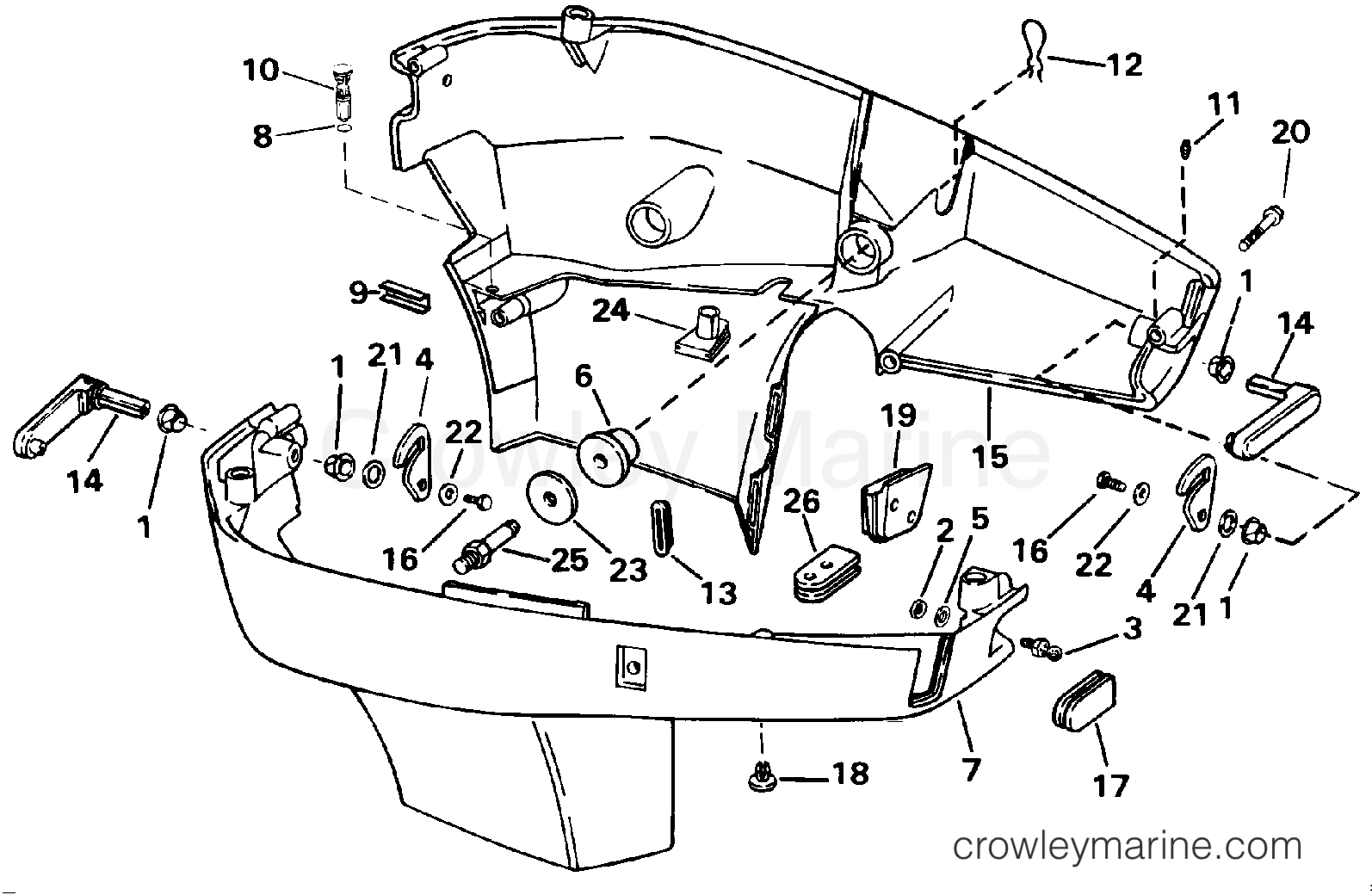 1993 Outboard 225 - J225PXATS - LOWER ENGINE COVER