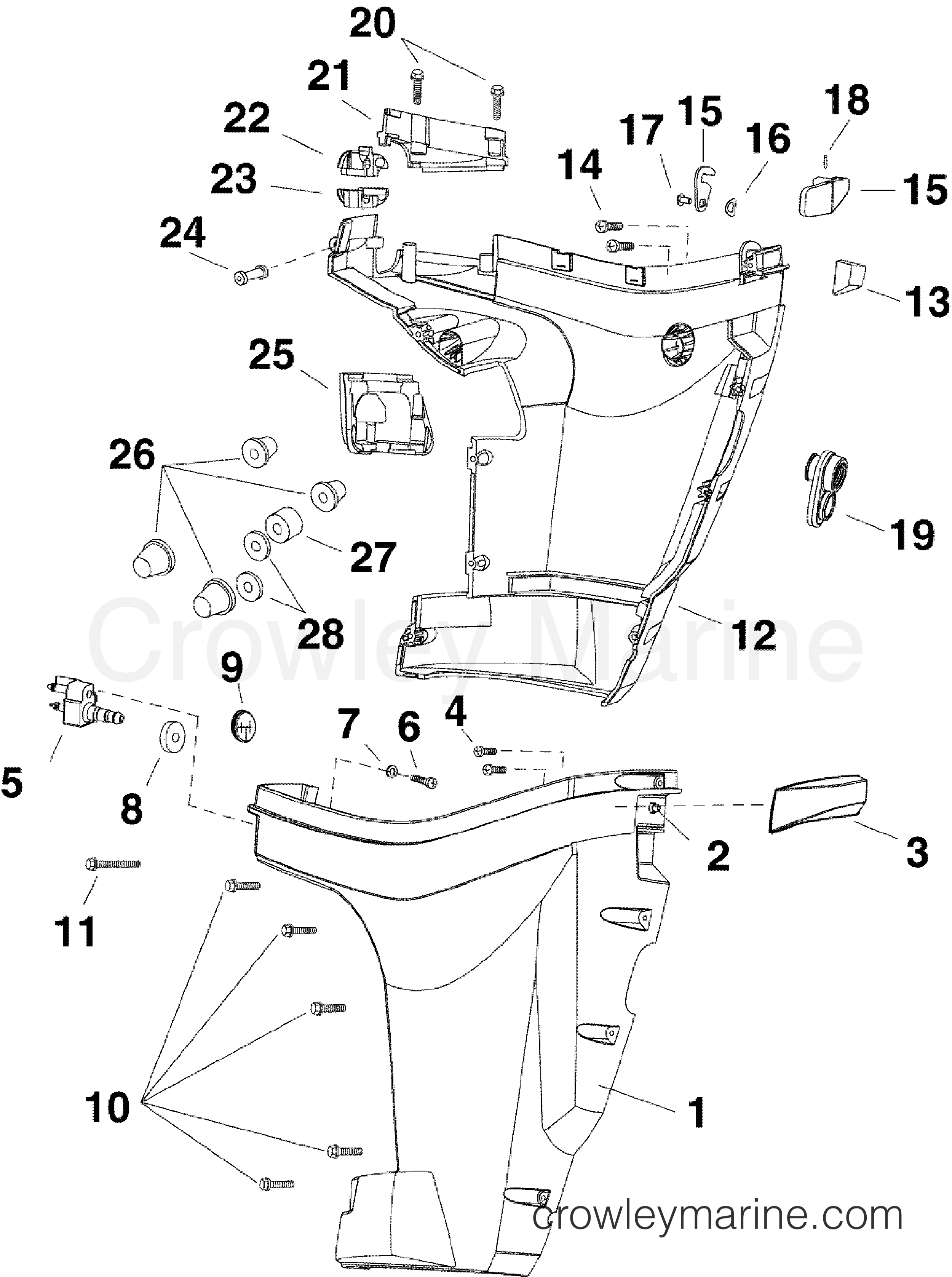 2009 Outboard 30 - E30DRLSES - LOWER ENGINE COVER